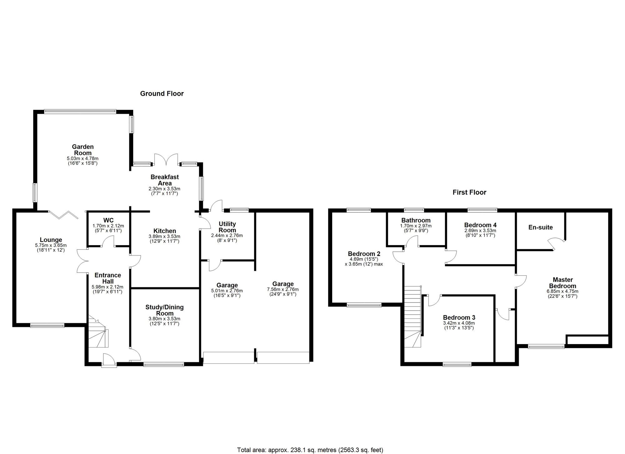 Floorplan of 4 bedroom Detached House for sale, The Generals Wood, Washington, Tyne and Wear, NE38
