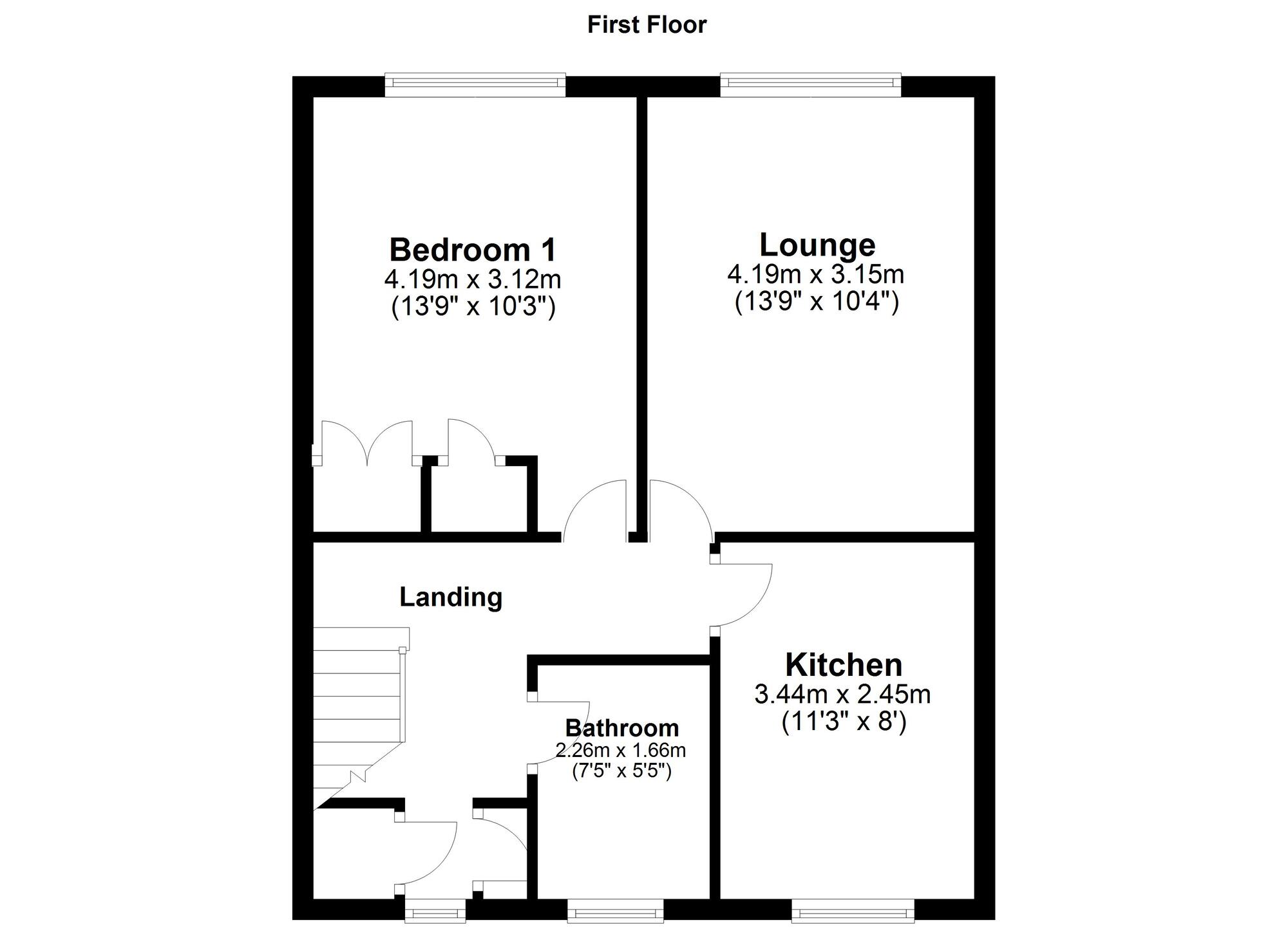 Floorplan of 1 bedroom  Flat for sale, Trafalgar Road, Sulgrave, Washington, NE37