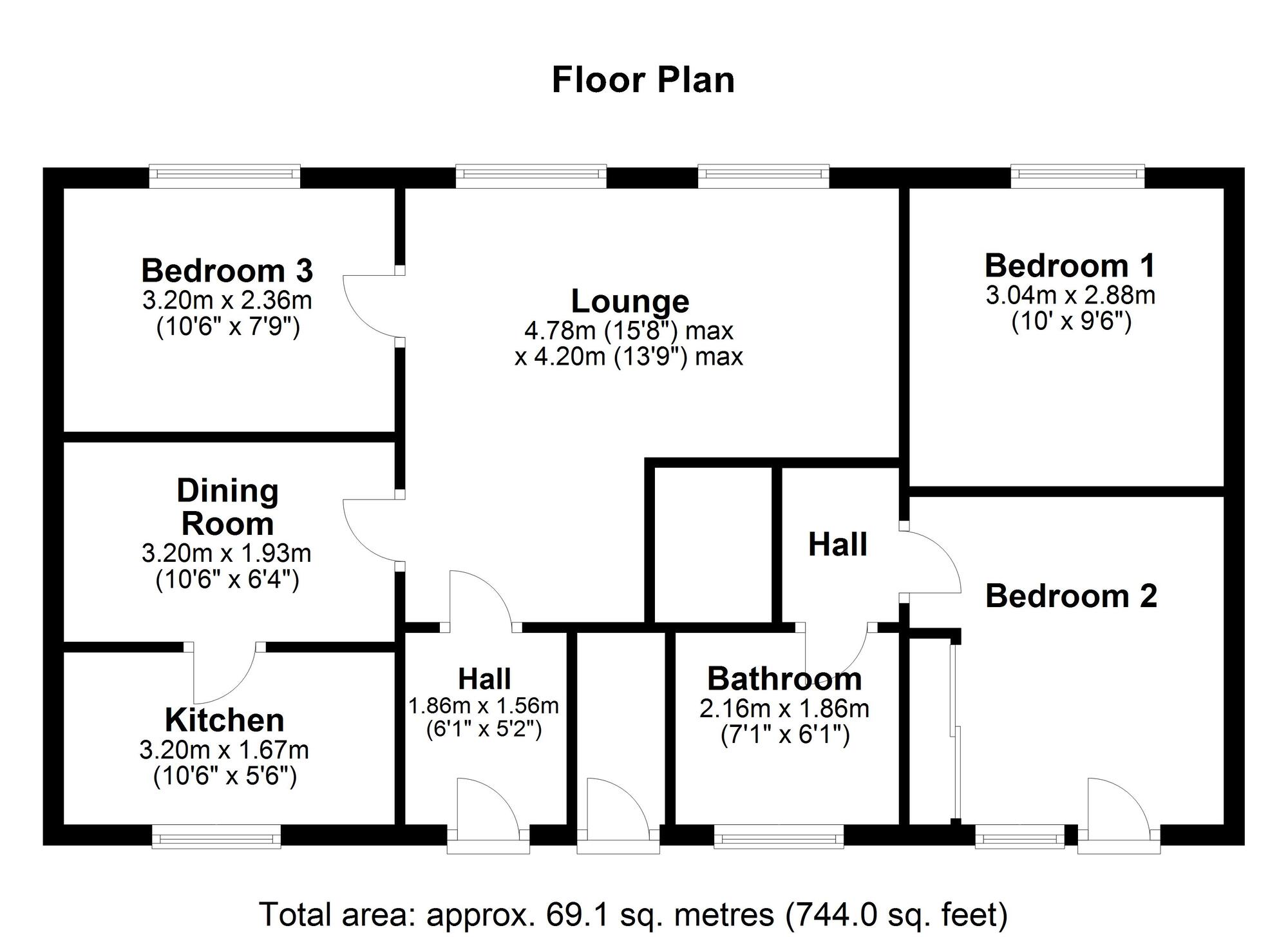 Floorplan of 3 bedroom  Flat for sale, Collingwood Court, Sulgrave, Washington, NE37