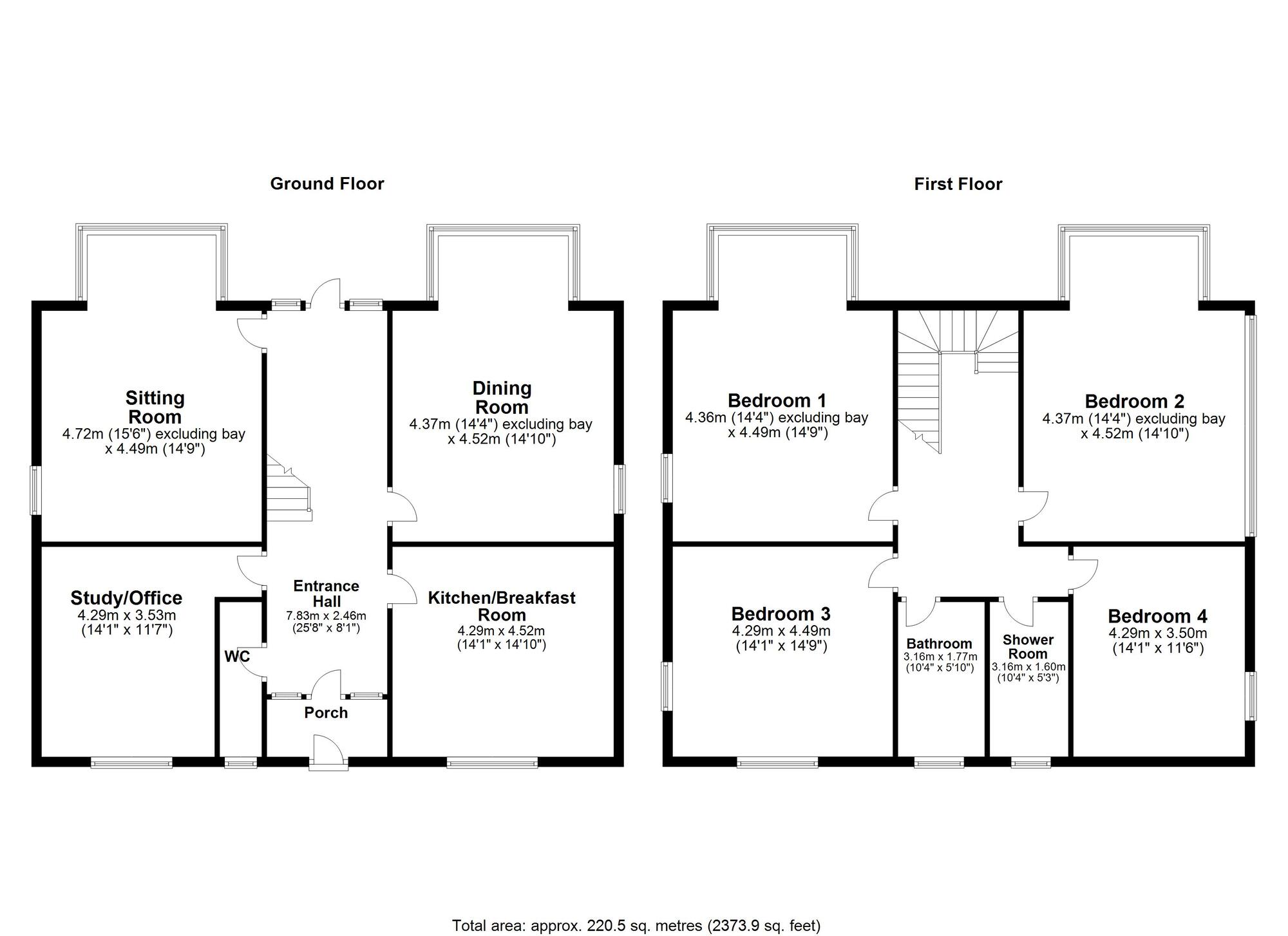 Floorplan of 4 bedroom Detached House for sale, Village Lane, Washington Village, Tyne and Wear, NE38