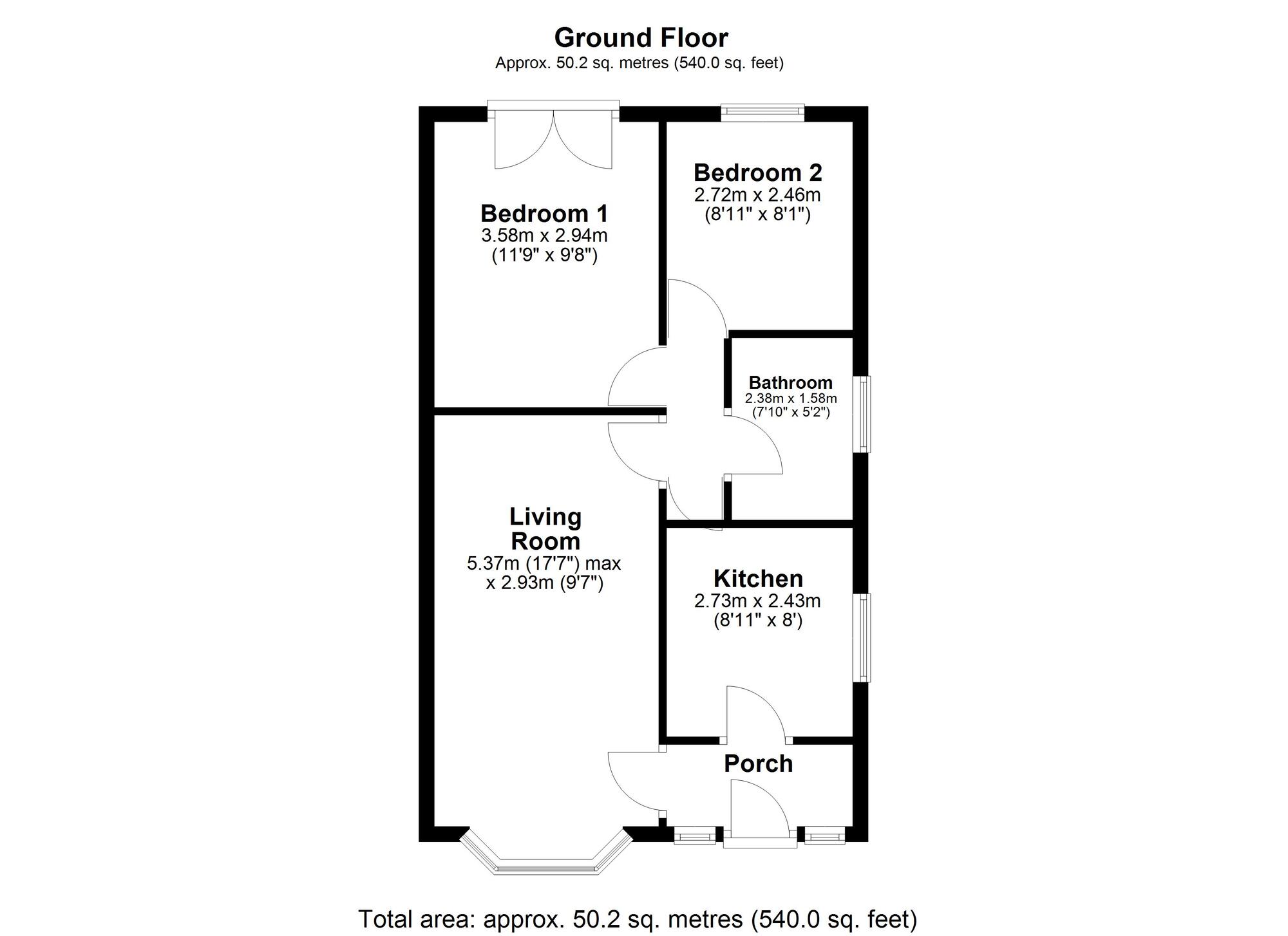 Floorplan of 2 bedroom Semi Detached Bungalow for sale, Stonechat Close, Ayton, Washington, NE38