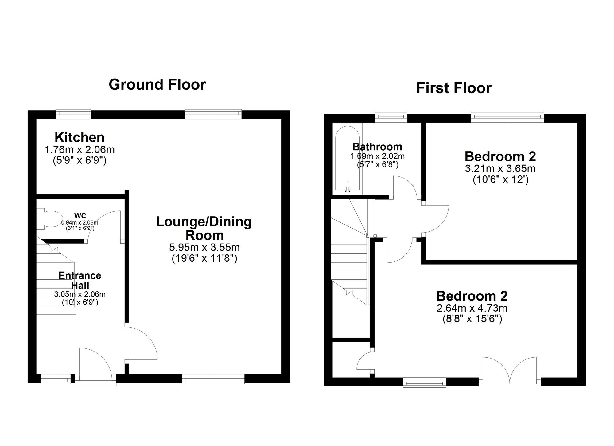 Floorplan of 2 bedroom End Terrace House for sale, Rockingham Drive, Teal Farm, Washington, NE38
