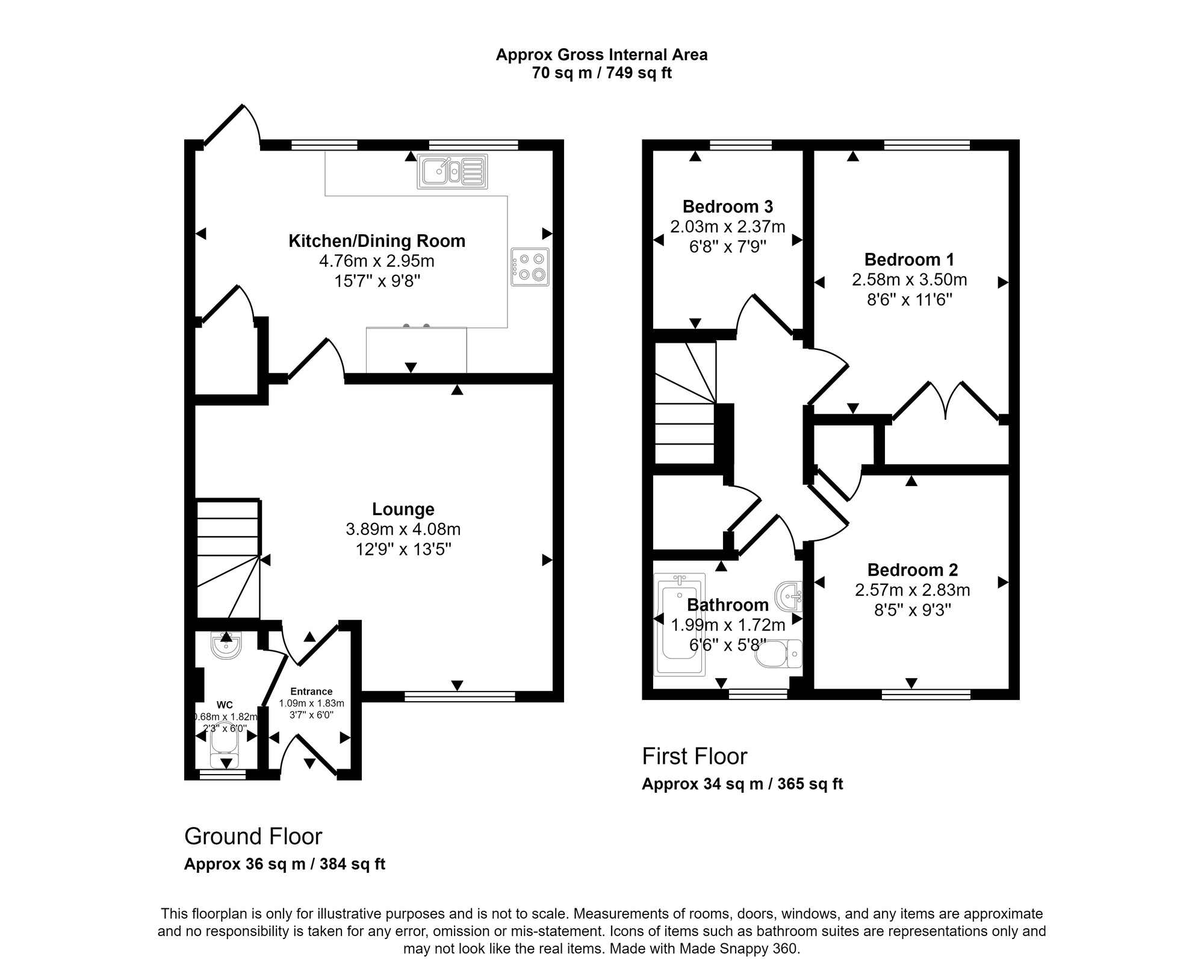 Floorplan of 3 bedroom End Terrace House for sale, Cartmel Park, Pelaw, Gateshead, NE10