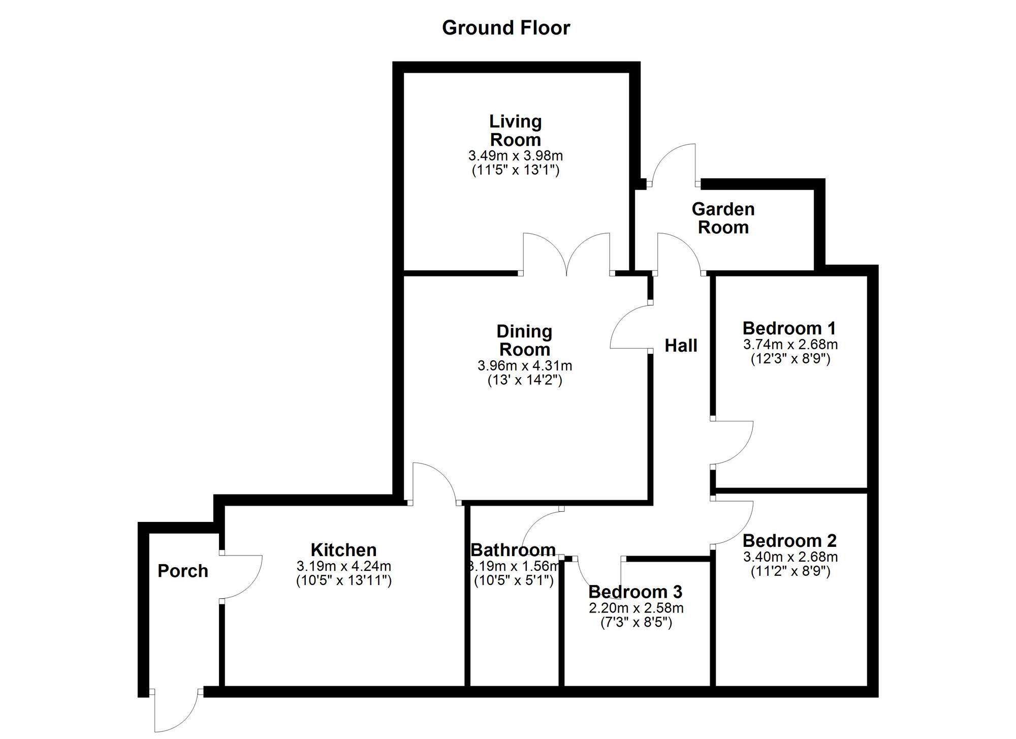 Floorplan of 3 bedroom Semi Detached Bungalow for sale, North Crescent, Washington, Tyne and Wear, NE38