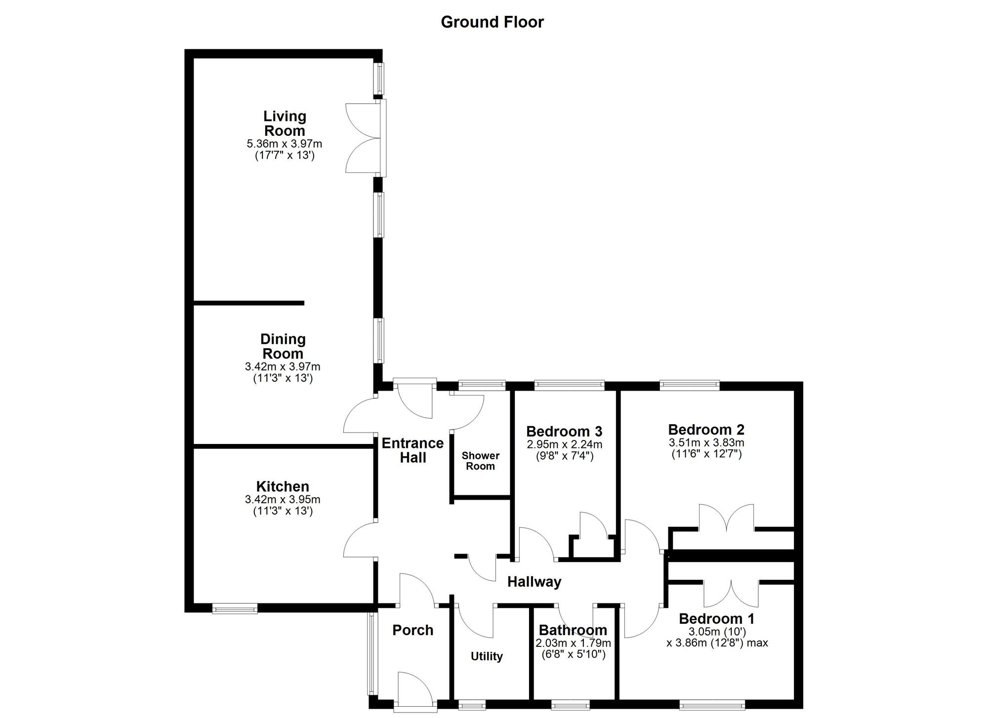 Floorplan of 3 bedroom Semi Detached Bungalow for sale, Pipershaw, Washington, Tyne and Wear, NE37