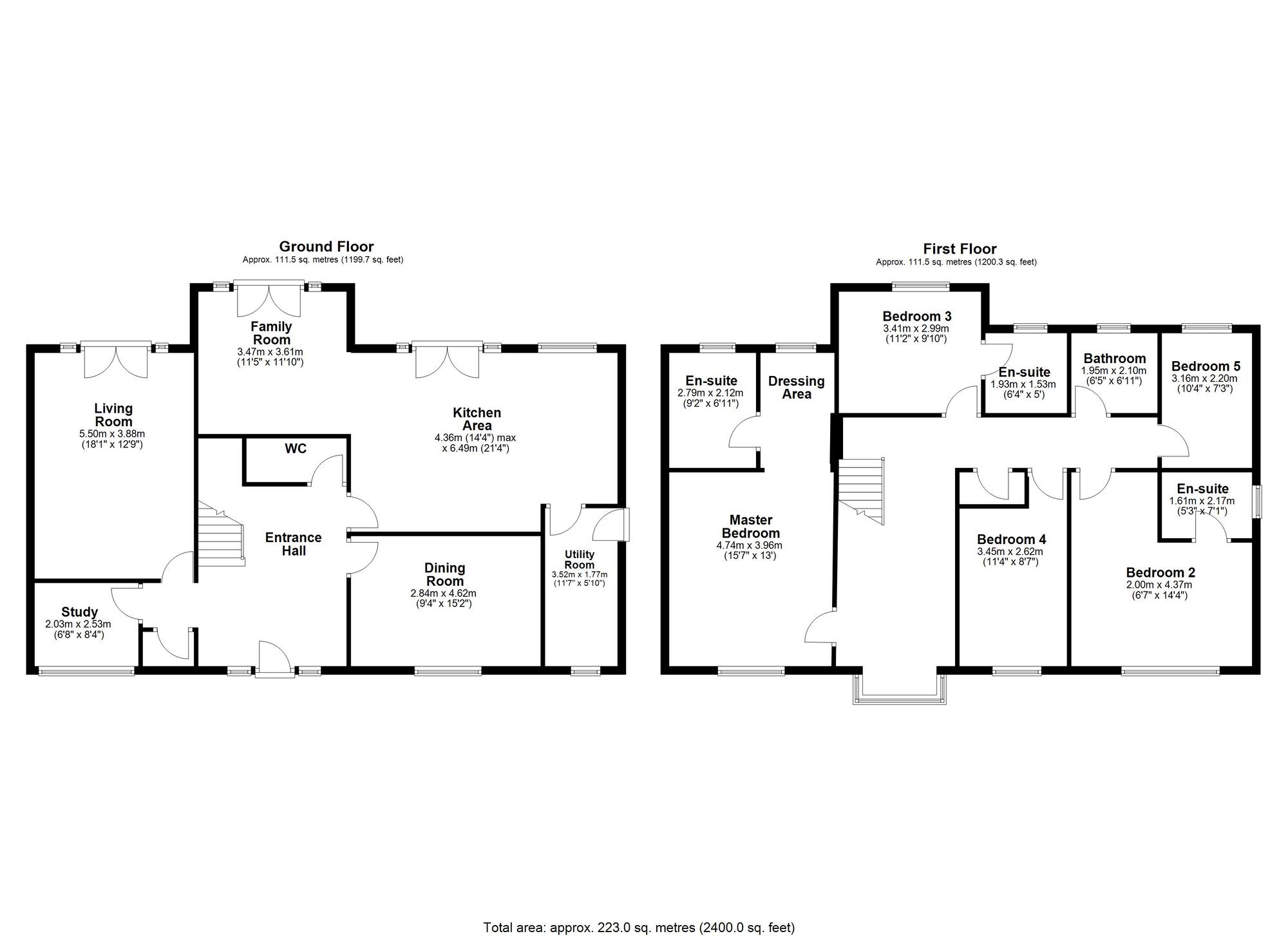 Floorplan of 5 bedroom Detached House for sale, Hebden Court, Washington, Tyne and Wear, NE38