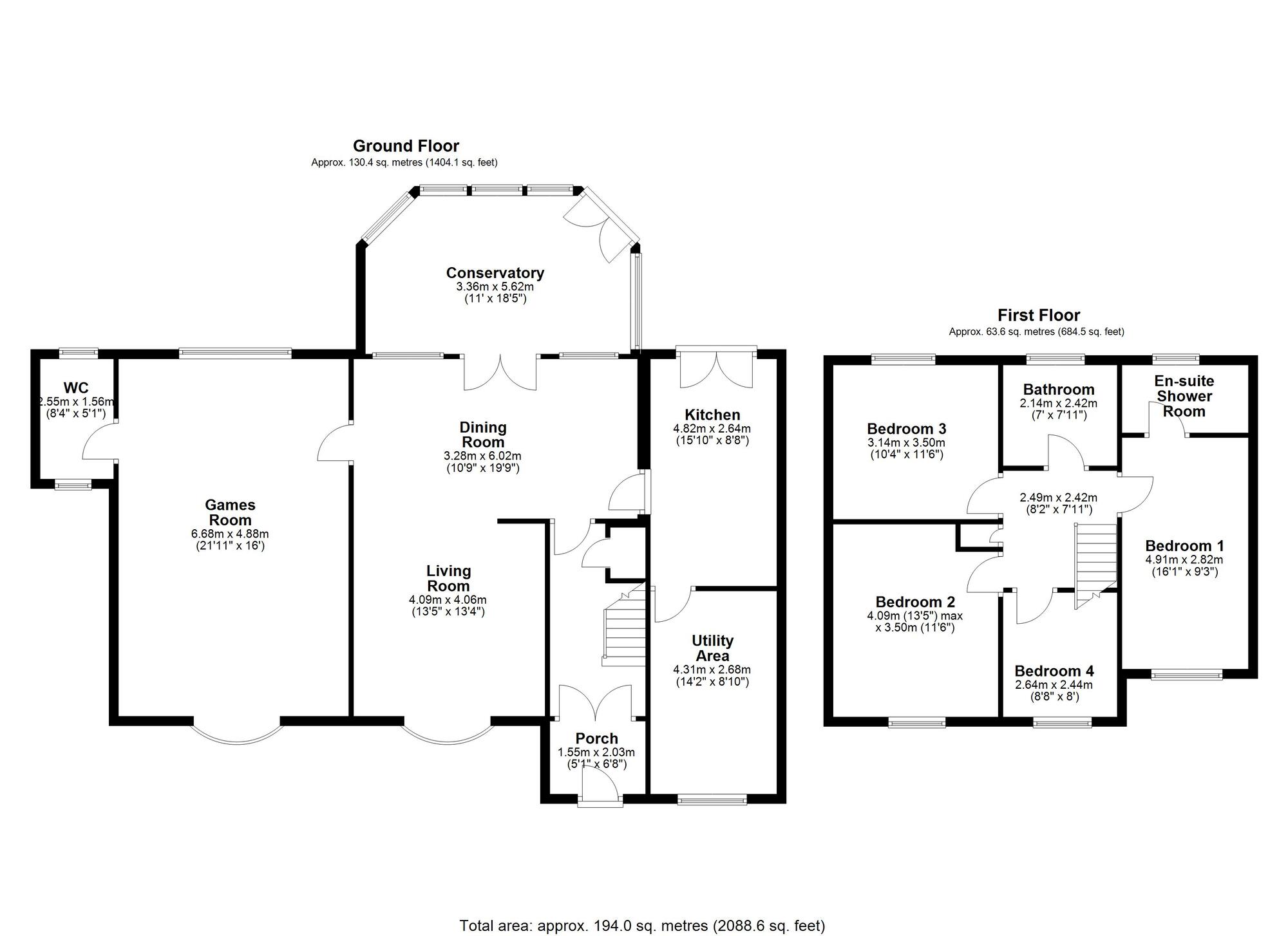 Floorplan of 4 bedroom Detached House for sale, Haininghead, Fatfield, Washington, NE38