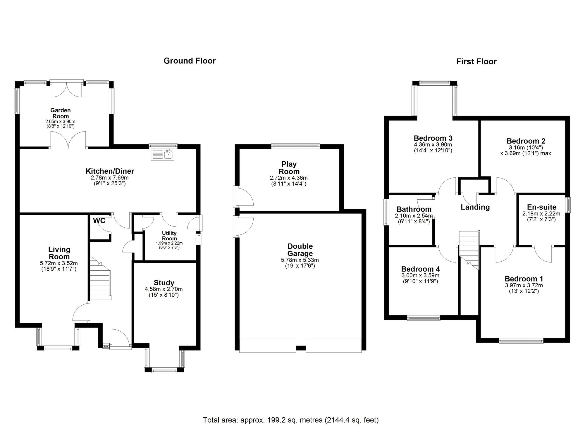 Floorplan of 4 bedroom Detached House for sale, Bishopdale, Houghton Le Spring, Tyne and Wear, DH4
