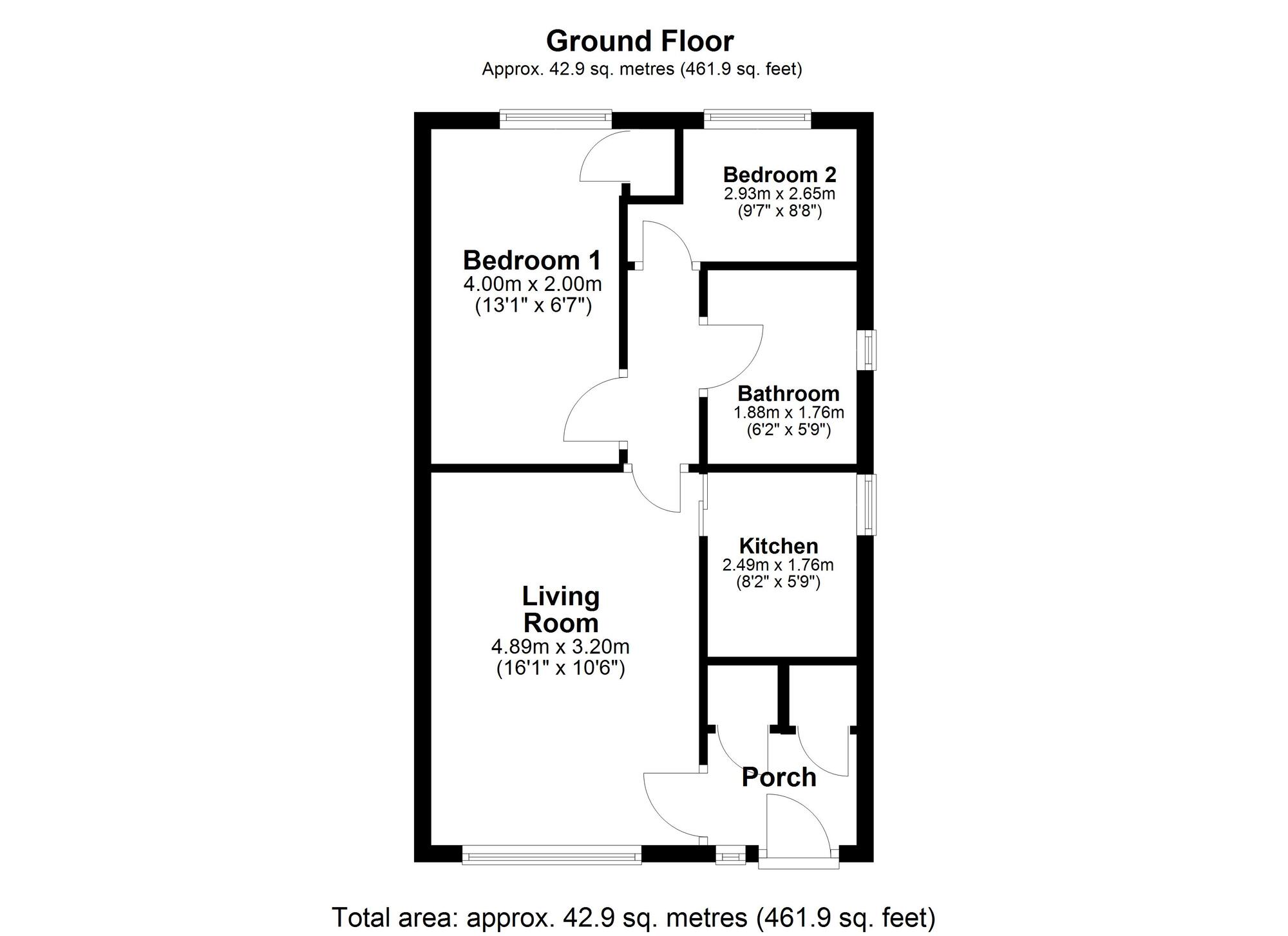 Floorplan of 2 bedroom Semi Detached Bungalow for sale, Porthcawl Drive, Washington, Tyne and Wear, NE37