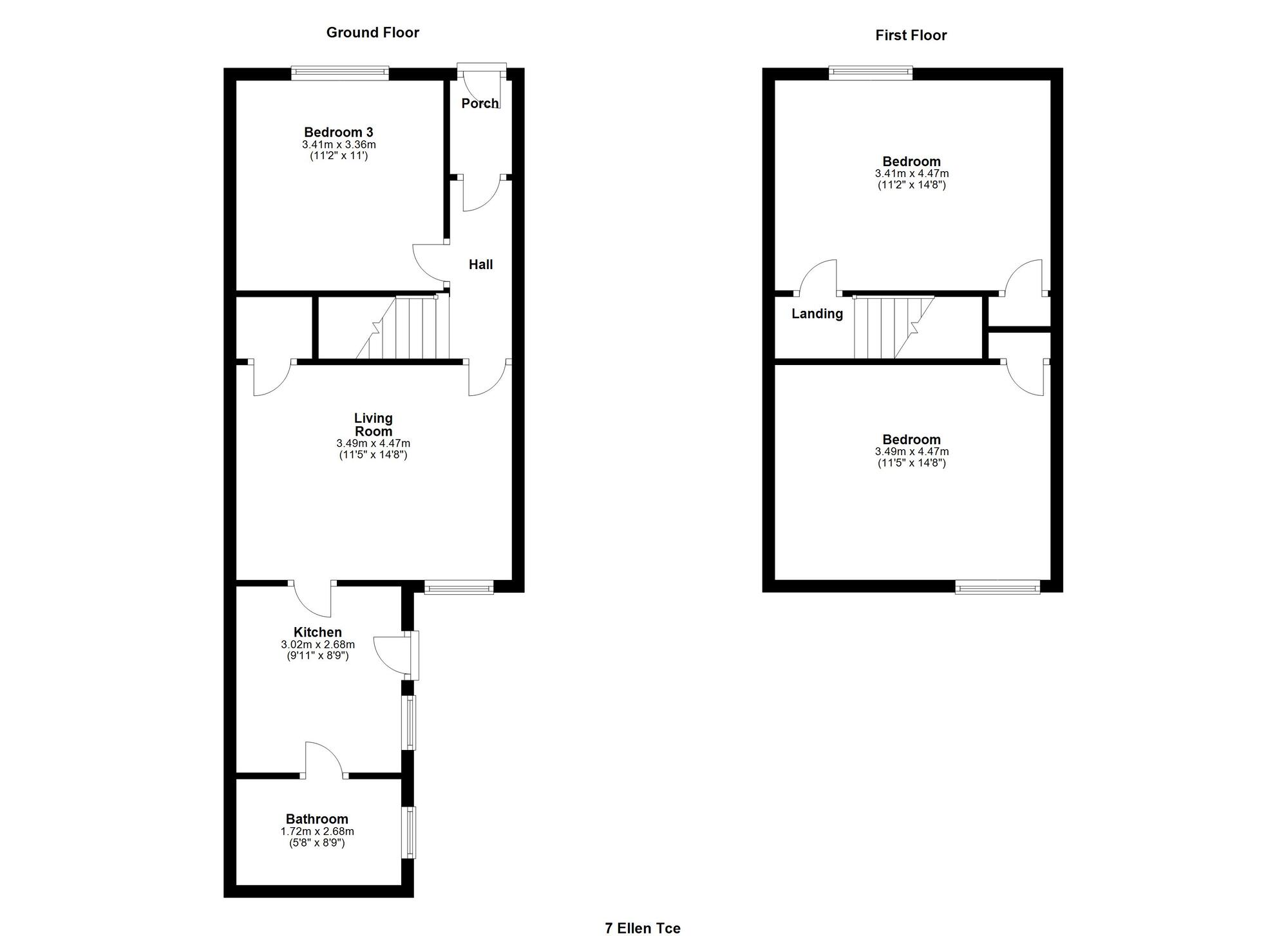 Floorplan of 3 bedroom Mid Terrace House for sale, Ellen Terrace, Washington, Tyne and Wear, NE37