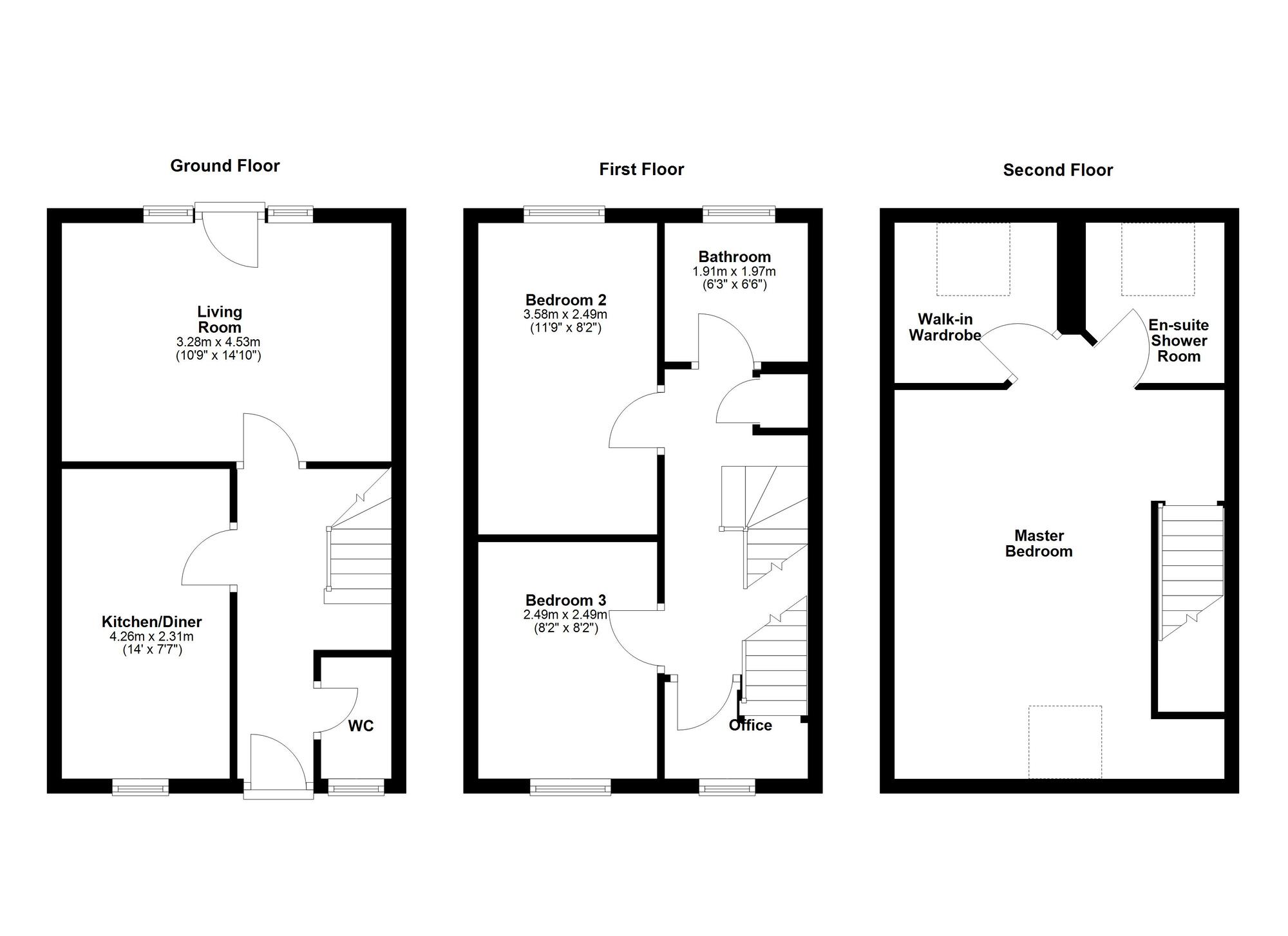 Floorplan of 3 bedroom Semi Detached House for sale, Hebden Court, Washington, Tyne and Wear, NE38