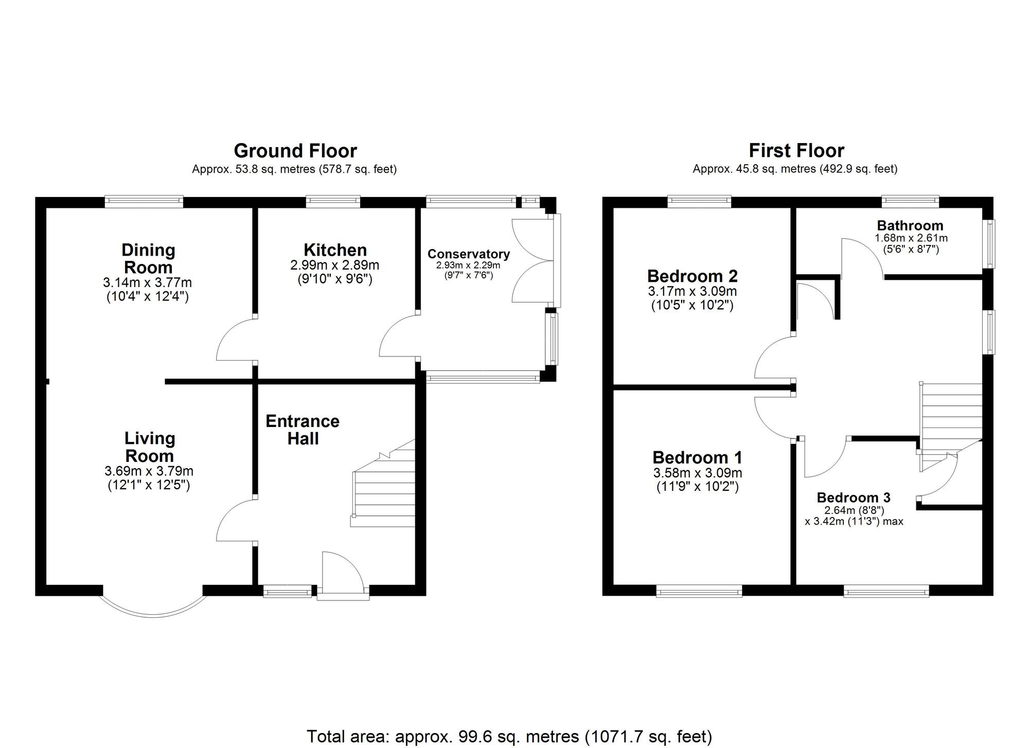 Floorplan of 3 bedroom Semi Detached House for sale, Bede Crescent, Washington, Tyne and Wear, NE38