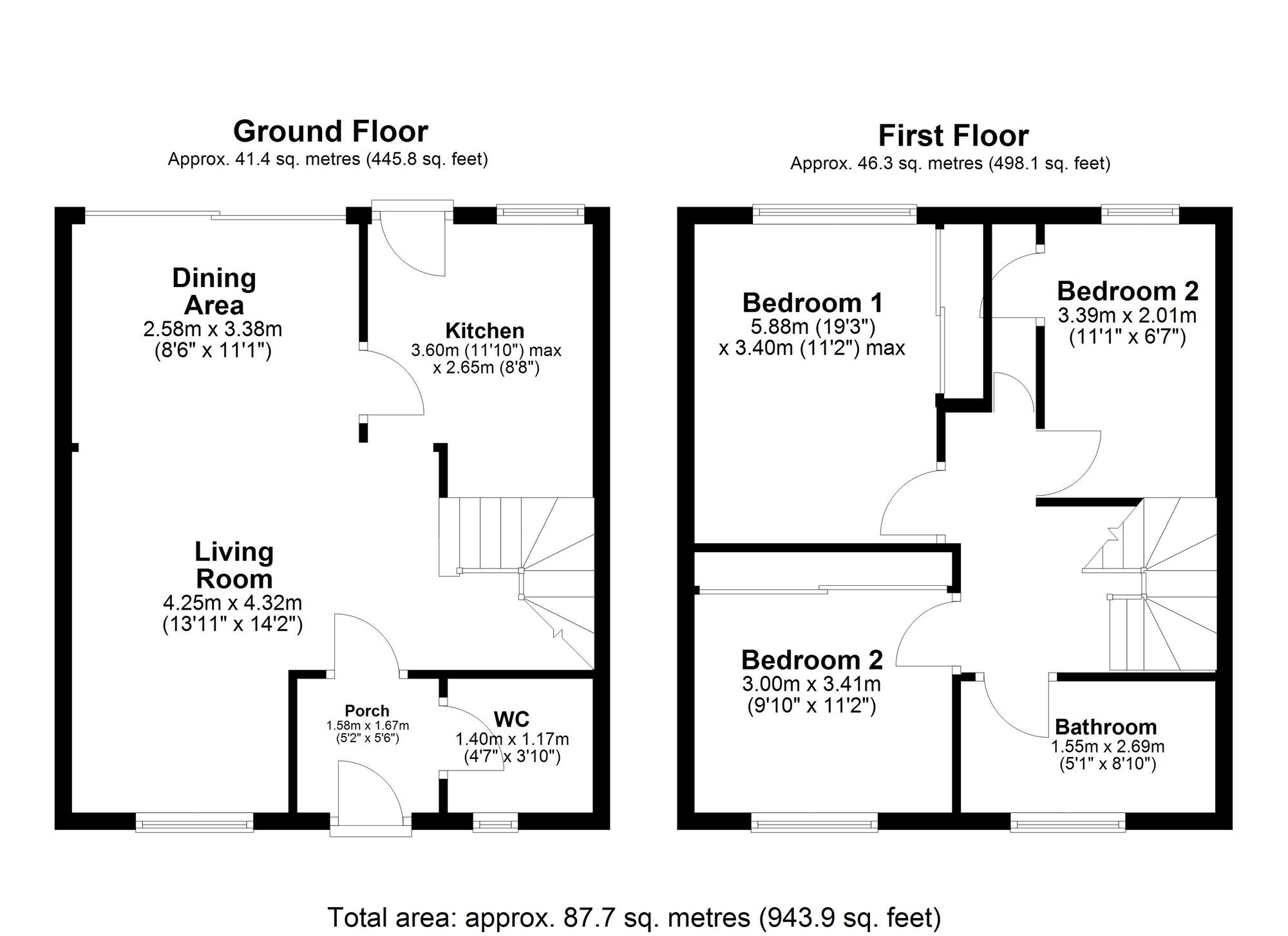 Floorplan of 3 bedroom Mid Terrace House for sale, Donvale Road, Washington, Tyne and Wear, NE37