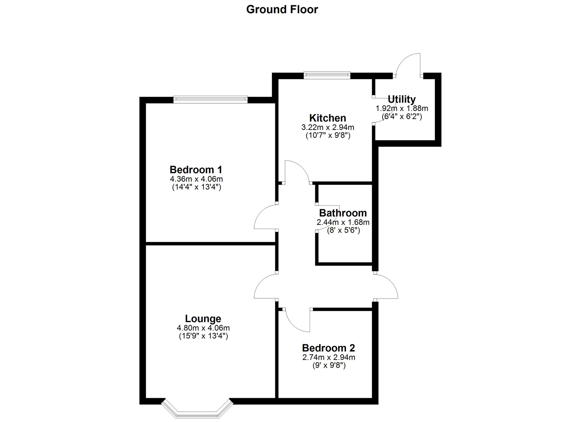 Floorplan of 2 bedroom Semi Detached Bungalow for sale, Lindrick Court, Wardley Park, Gateshead, NE10