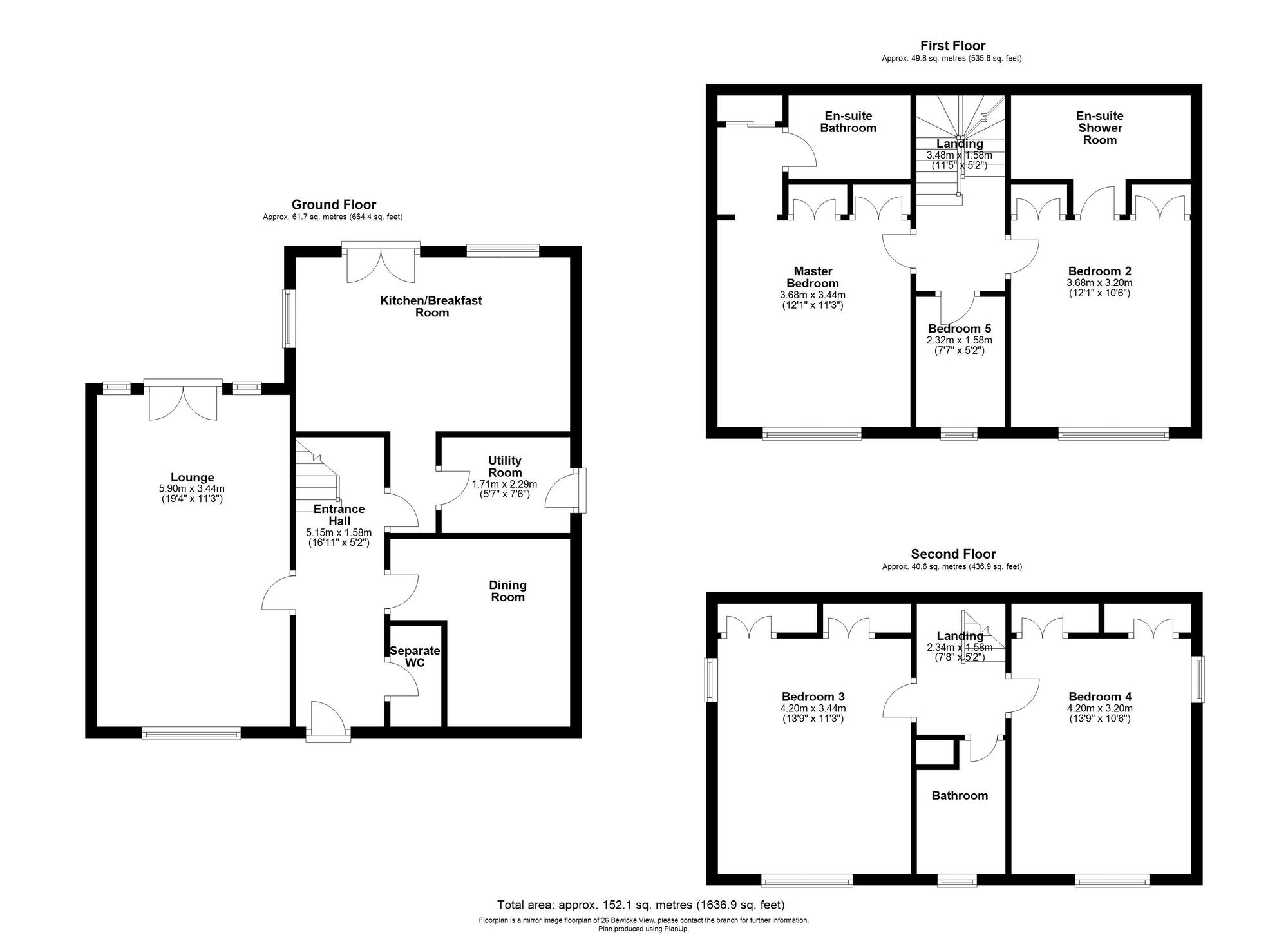 Floorplan of 5 bedroom Detached House for sale, Bewicke View, Birtley, Tyne and Wear, DH3