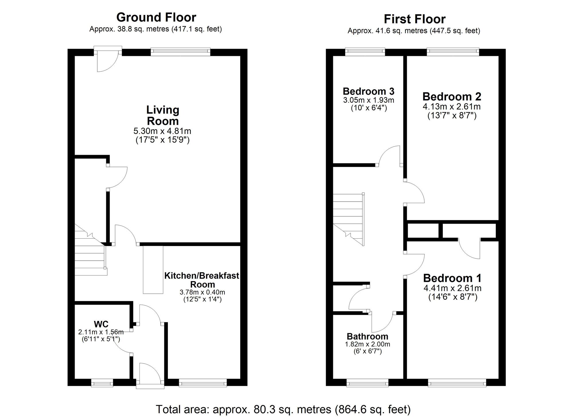 Floorplan of 3 bedroom End Terrace House to rent, Cherwell, Washington, Tyne and Wear, NE37