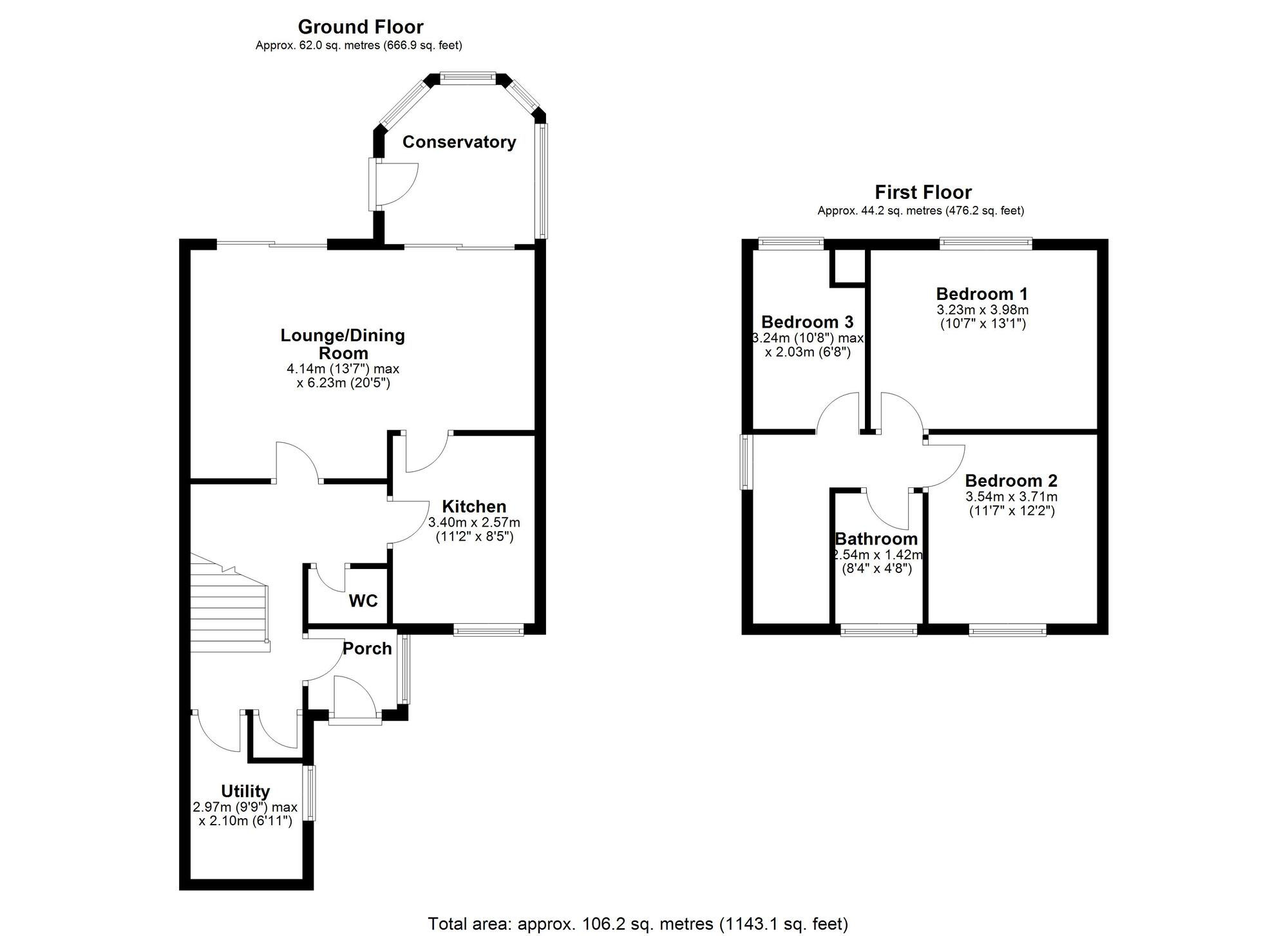 Floorplan of 3 bedroom End Terrace House for sale, Wellburn Road, Washington, Tyne and Wear, NE37