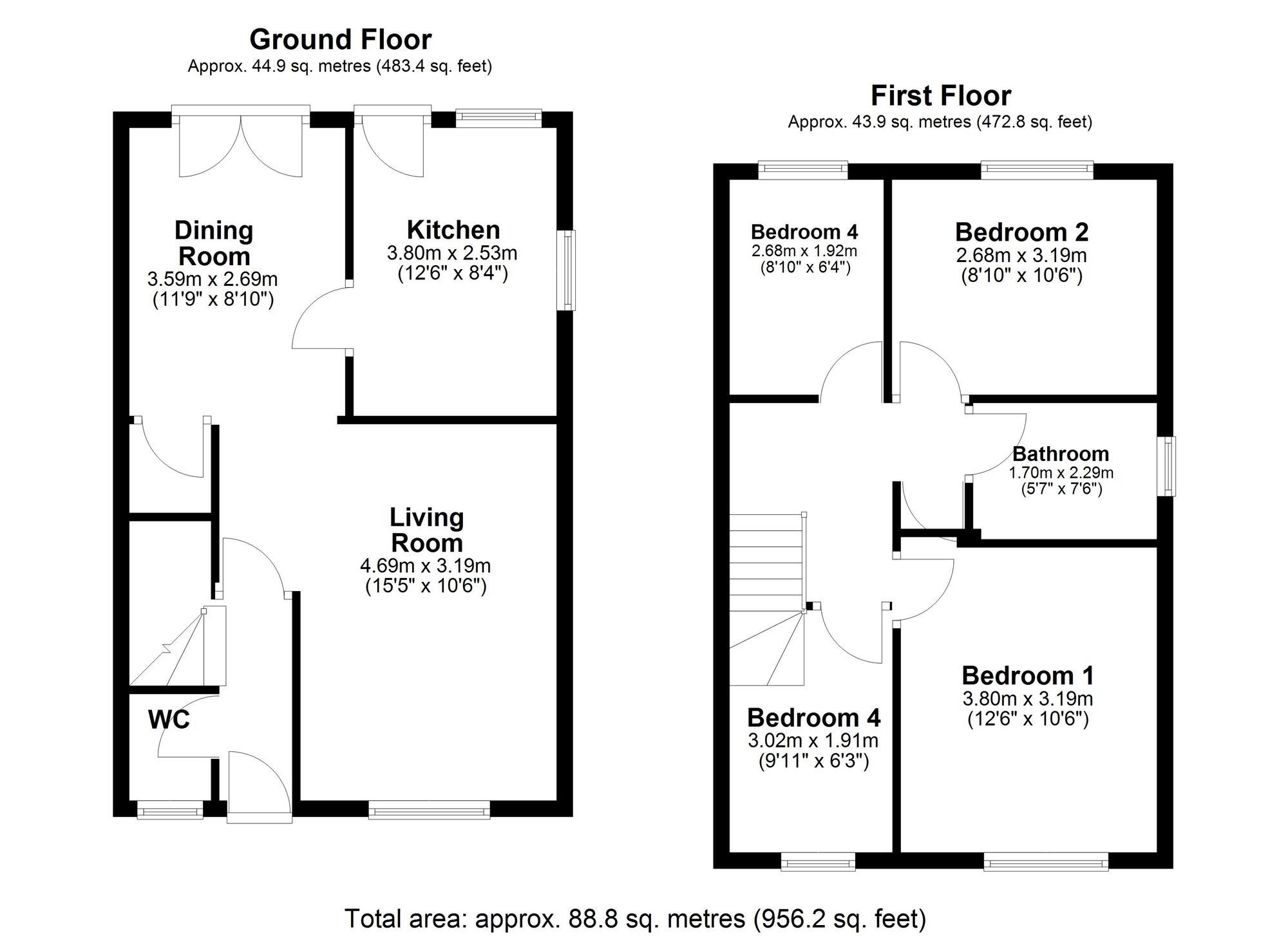 Floorplan of 4 bedroom Detached House for sale, Glenorrin Close, Washington, Tyne and Wear, NE38