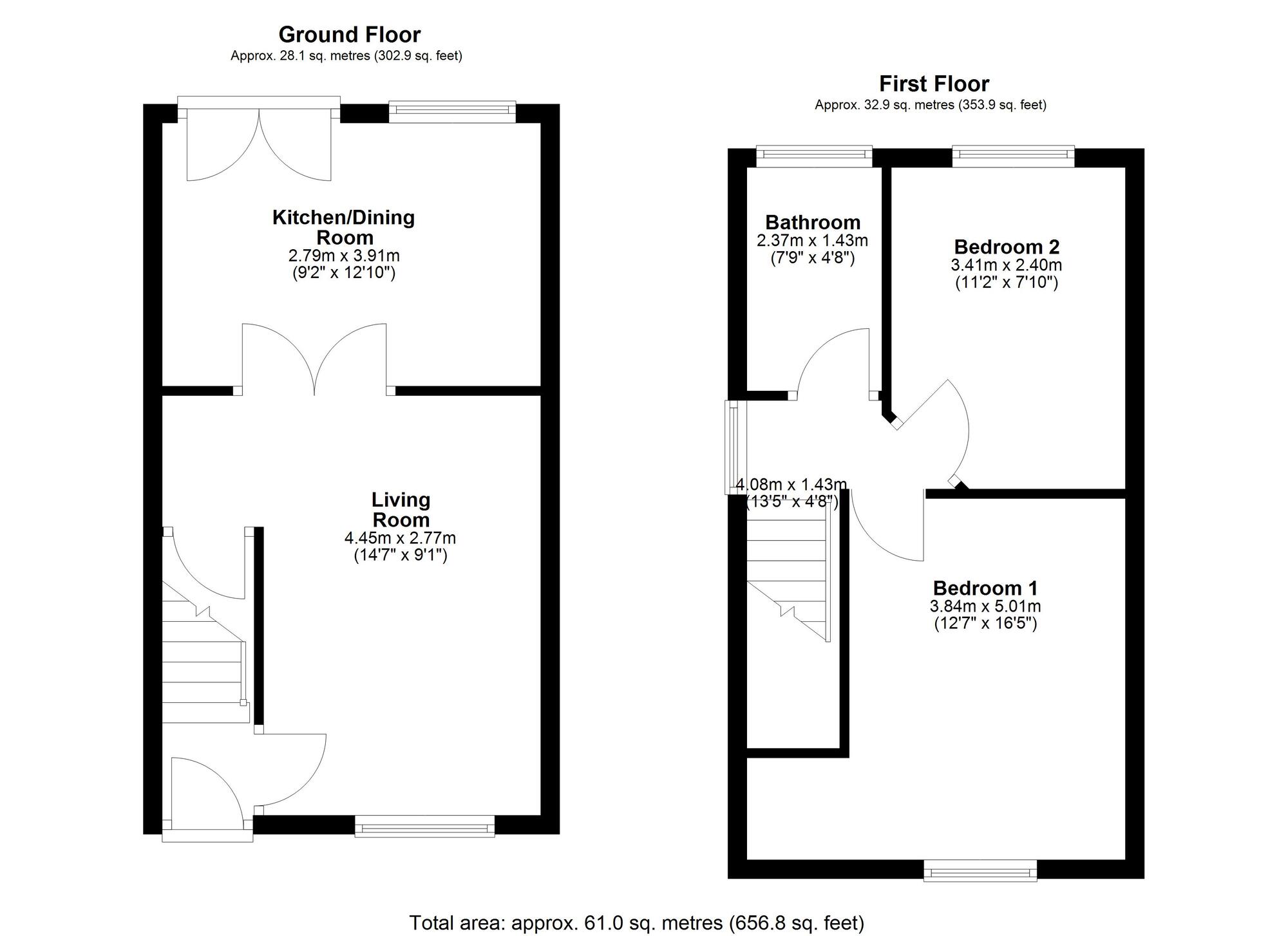 Floorplan of 2 bedroom Semi Detached House for sale, Baugh Close, Washington, Tyne and Wear, NE37
