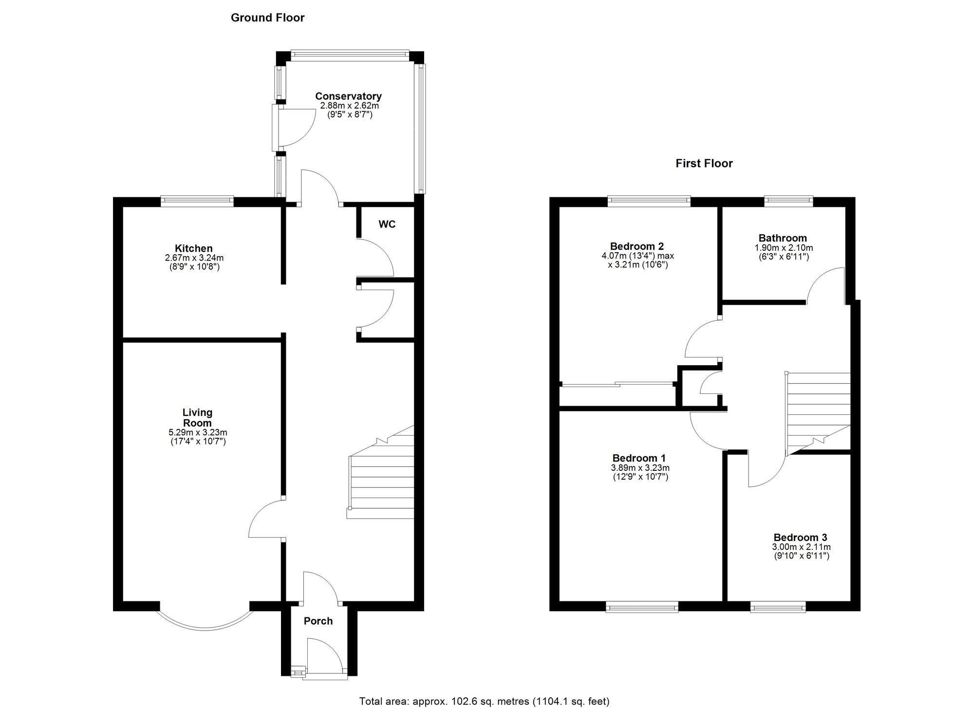 Floorplan of 3 bedroom Mid Terrace House for sale, Crighton, Washington, Tyne and Wear, NE38
