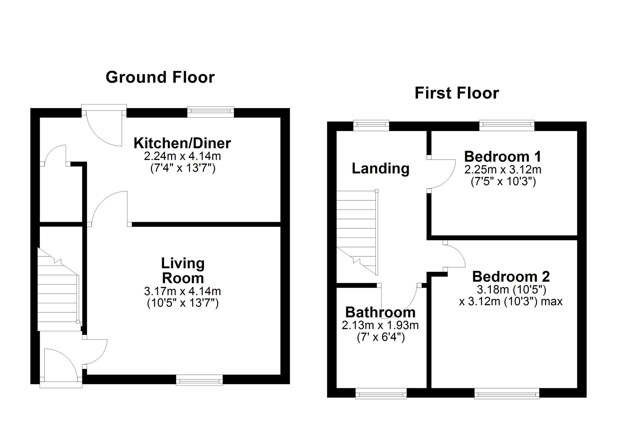 Floorplan of 2 bedroom Mid Terrace House for sale, Don Gardens, Washington, Tyne and Wear, NE37