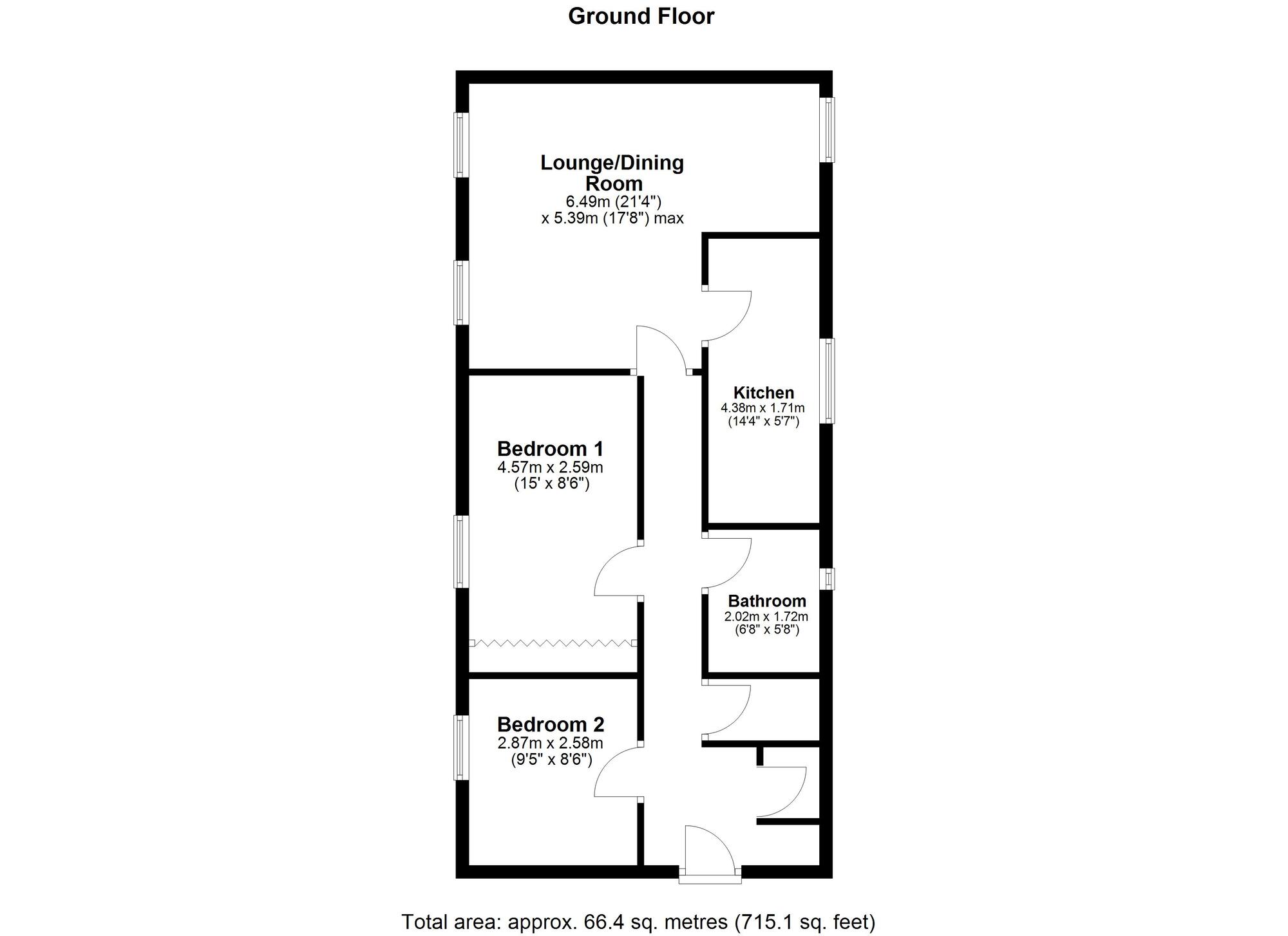 Floorplan of 2 bedroom  Flat for sale, Petteril, Washington, Tyne and Wear, NE38