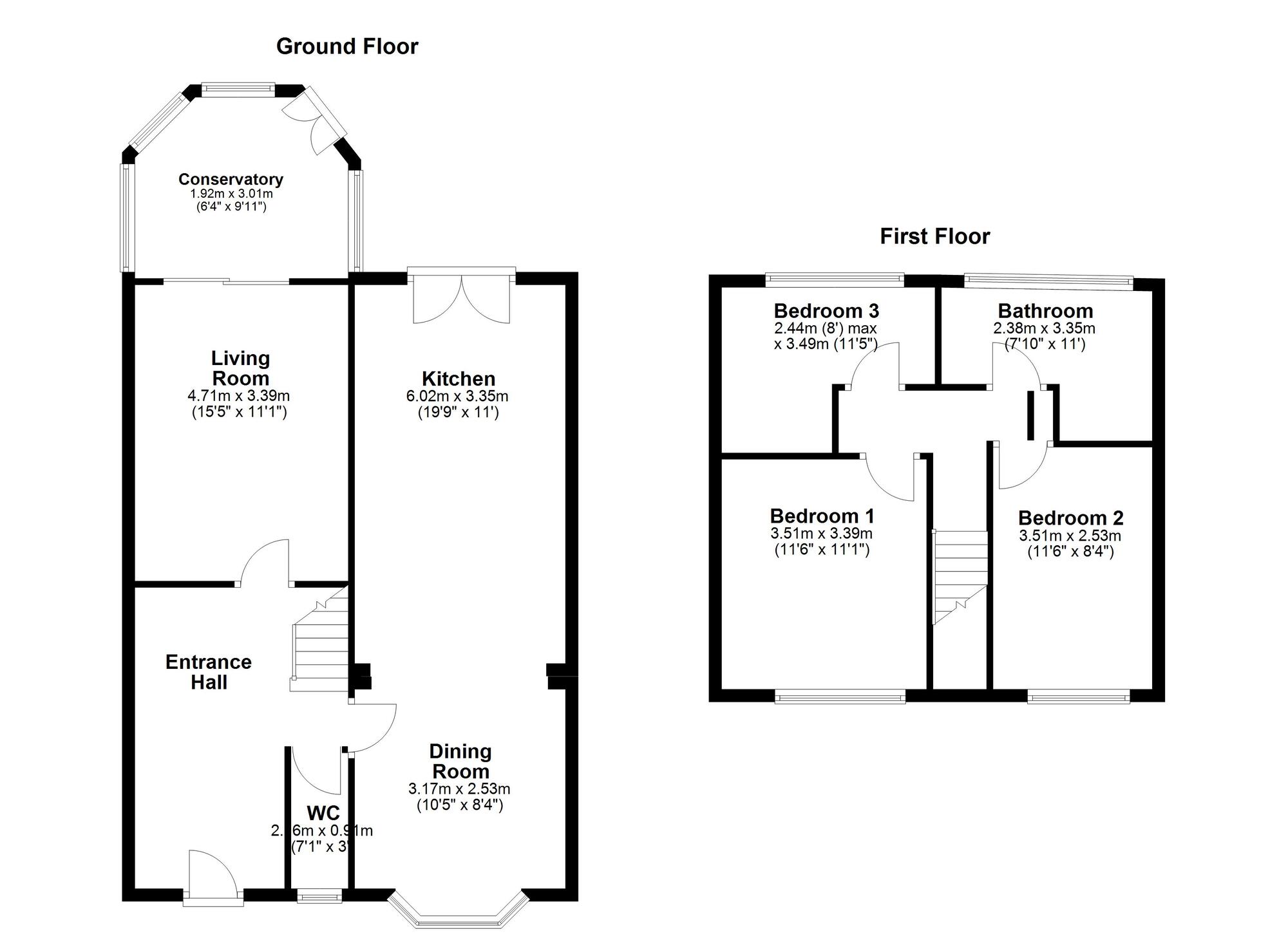 Floorplan of 3 bedroom Semi Detached House for sale, Chacombe, Biddick, Washington, NE38