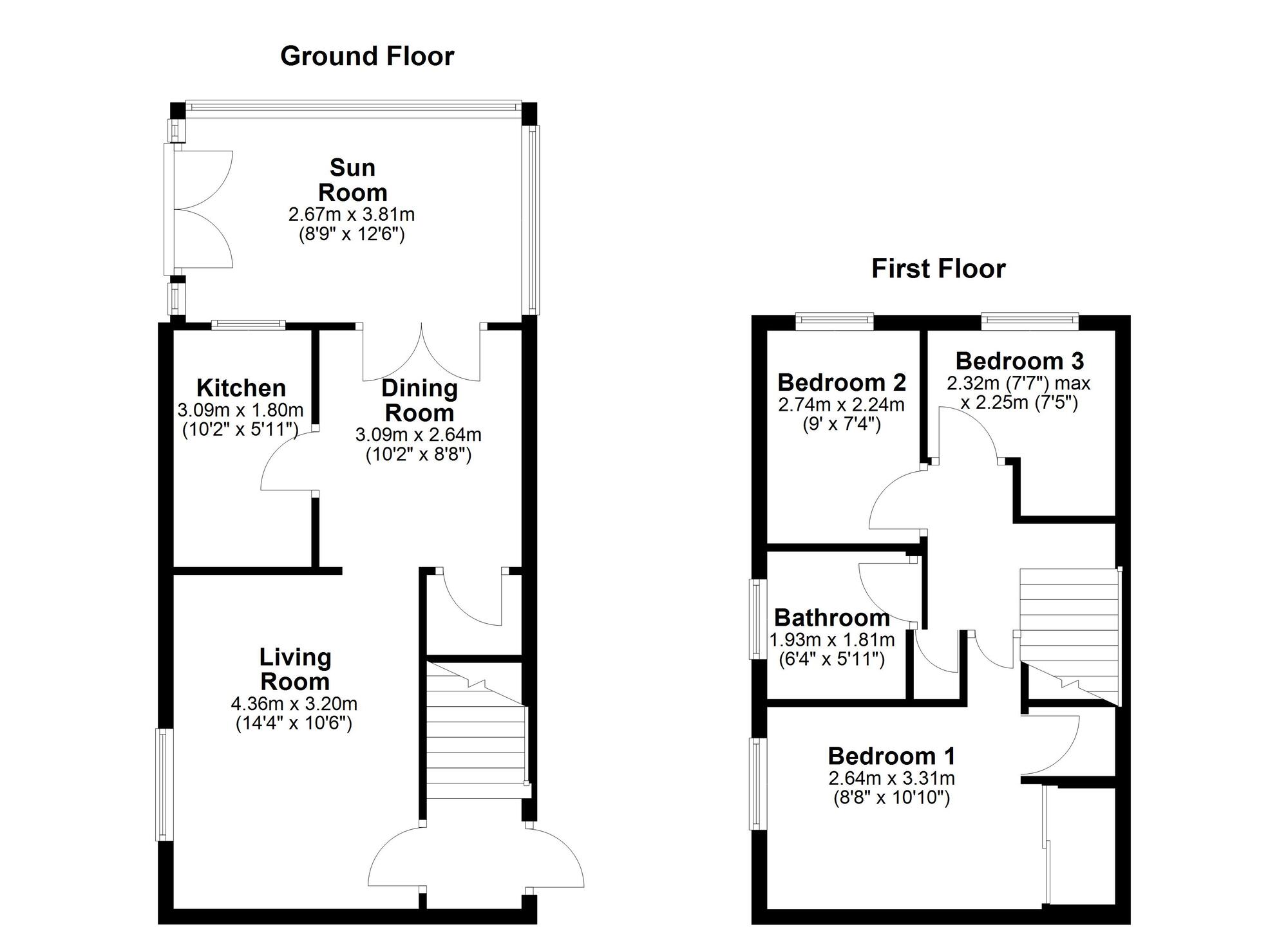 Floorplan of 3 bedroom Mid Terrace House for sale, Barningham, Washington, Tyne and Wear, NE38