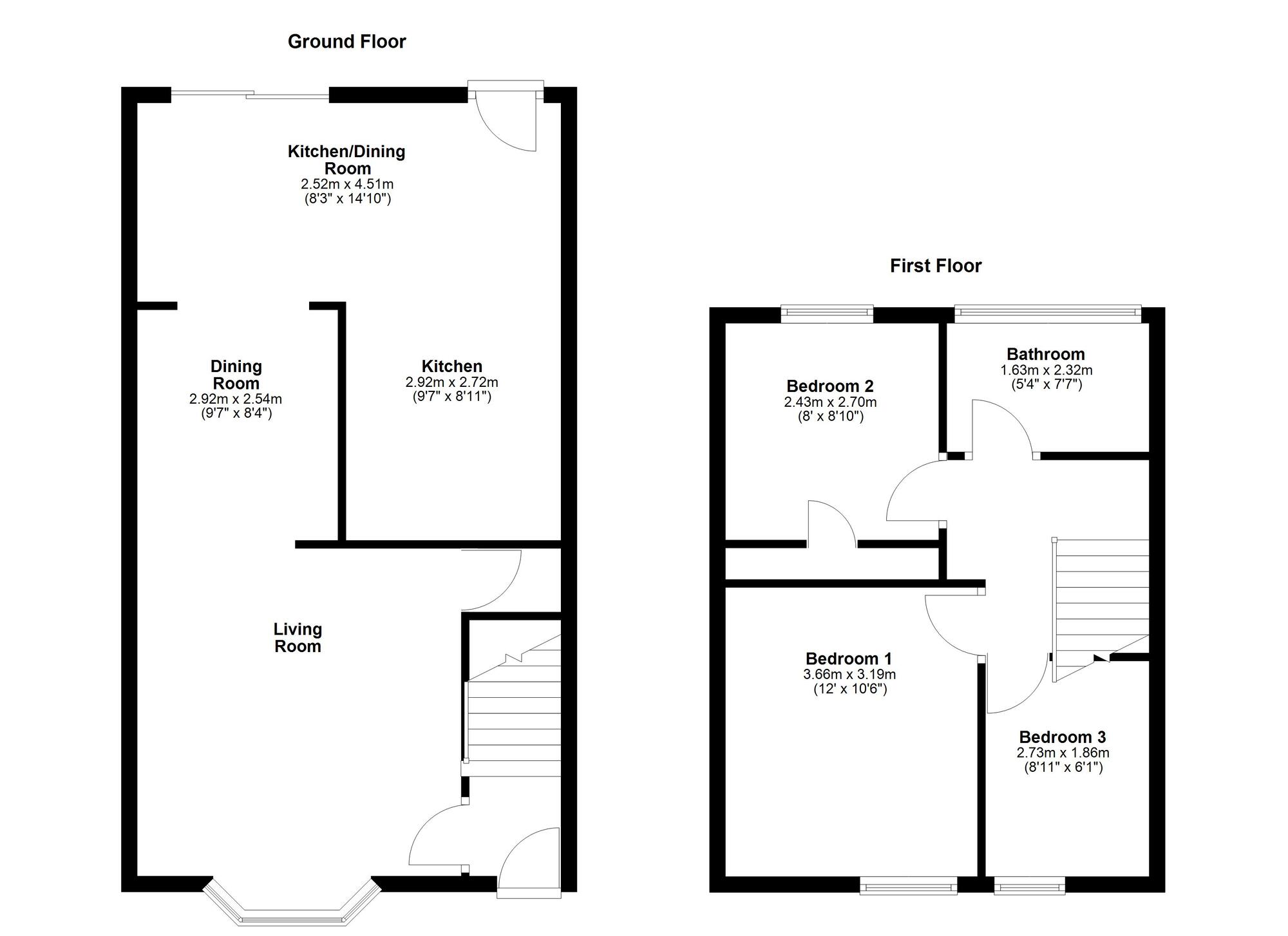 Floorplan of 3 bedroom Mid Terrace House for sale, Grizedale, Washington, Tyne and Wear, NE37