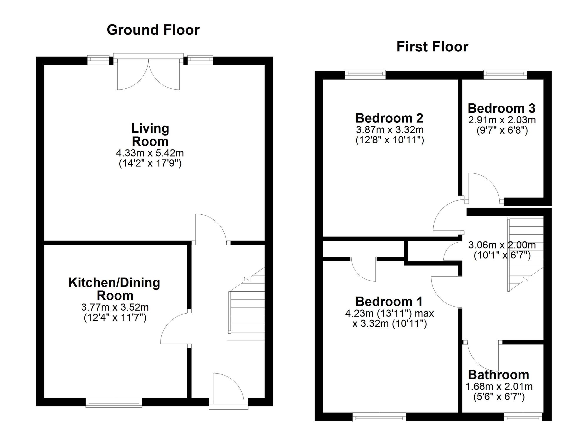 Floorplan of 3 bedroom Mid Terrace House for sale, Stanhope, Washington, Tyne and Wear, NE38