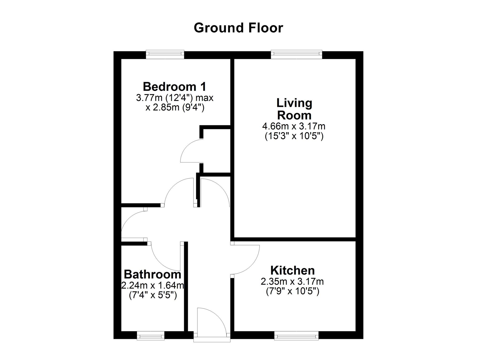 Floorplan of 1 bedroom  Flat for sale, Willows Close, Columbia Washington, Tyne and Wear, NE38
