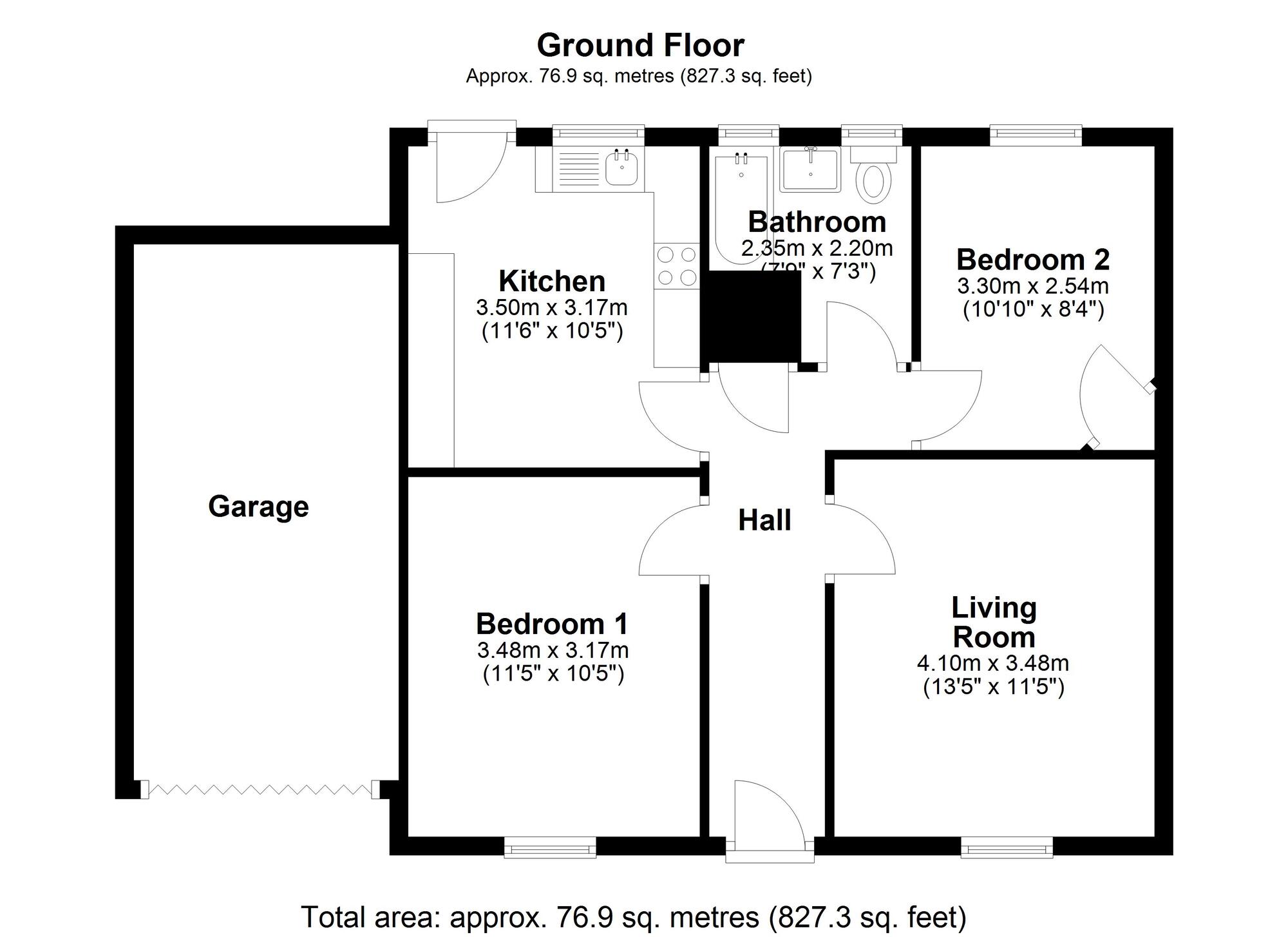 Floorplan of 2 bedroom Semi Detached Bungalow for sale, Richmond Avenue, Washington, Tyne and Wear, NE38