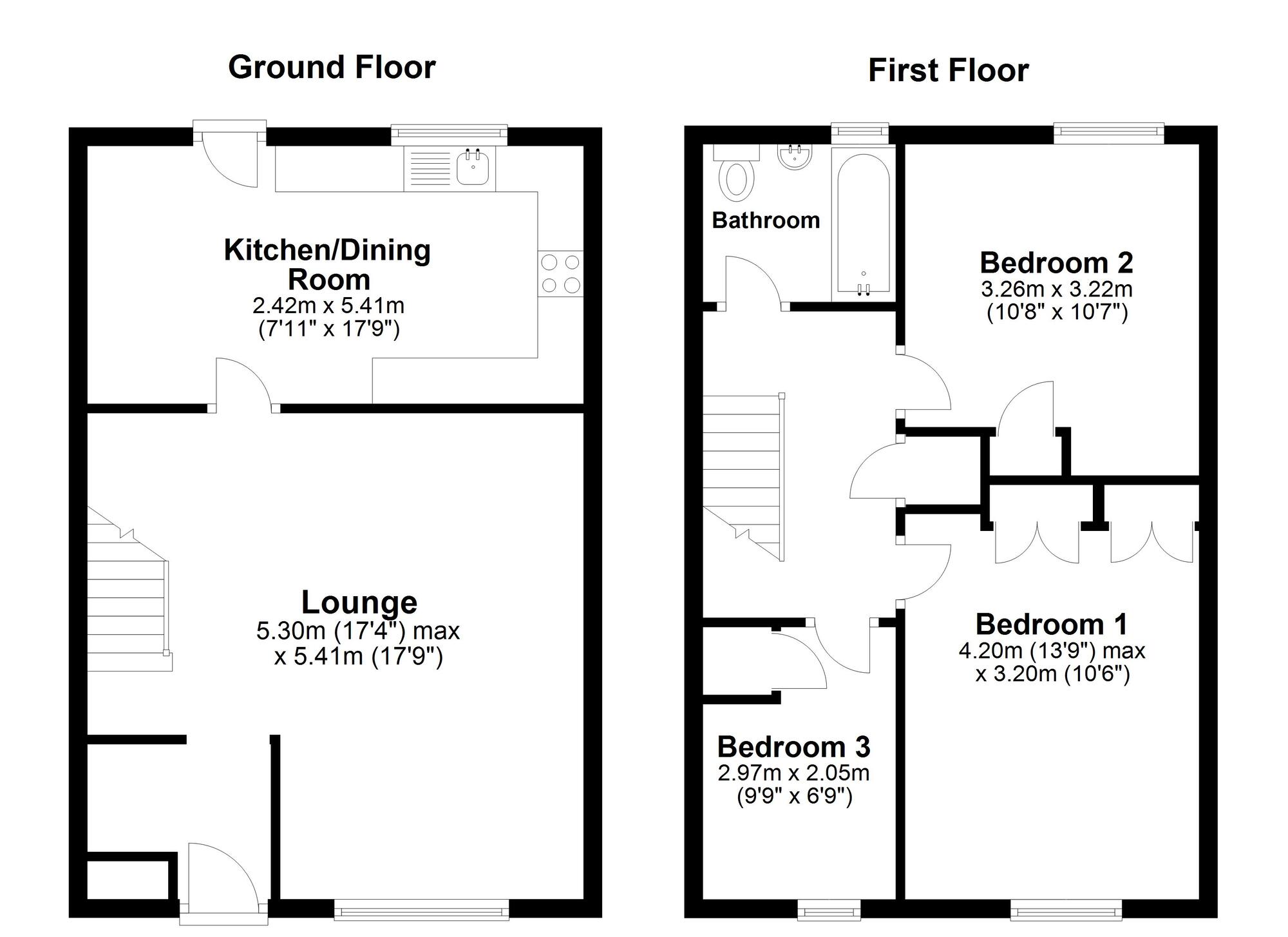 Floorplan of 3 bedroom Mid Terrace House for sale, Stanhope, Washington, Tyne and Wear, NE38