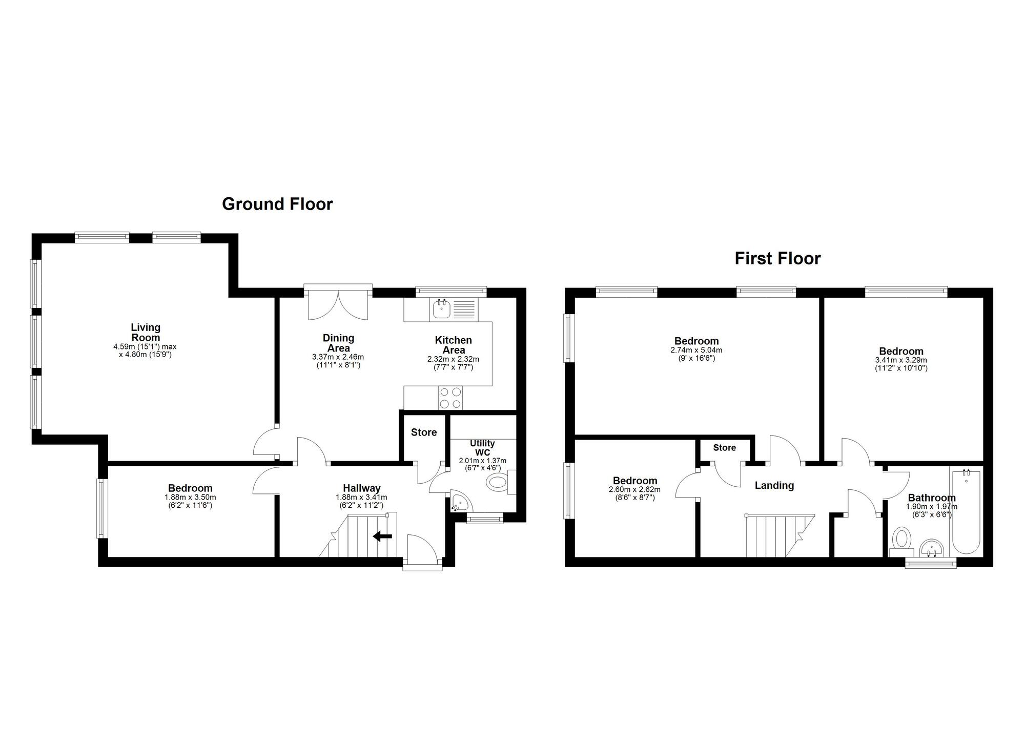 Floorplan of 4 bedroom End Terrace House for sale, Teal Close, Washington, Tyne and Wear, NE38