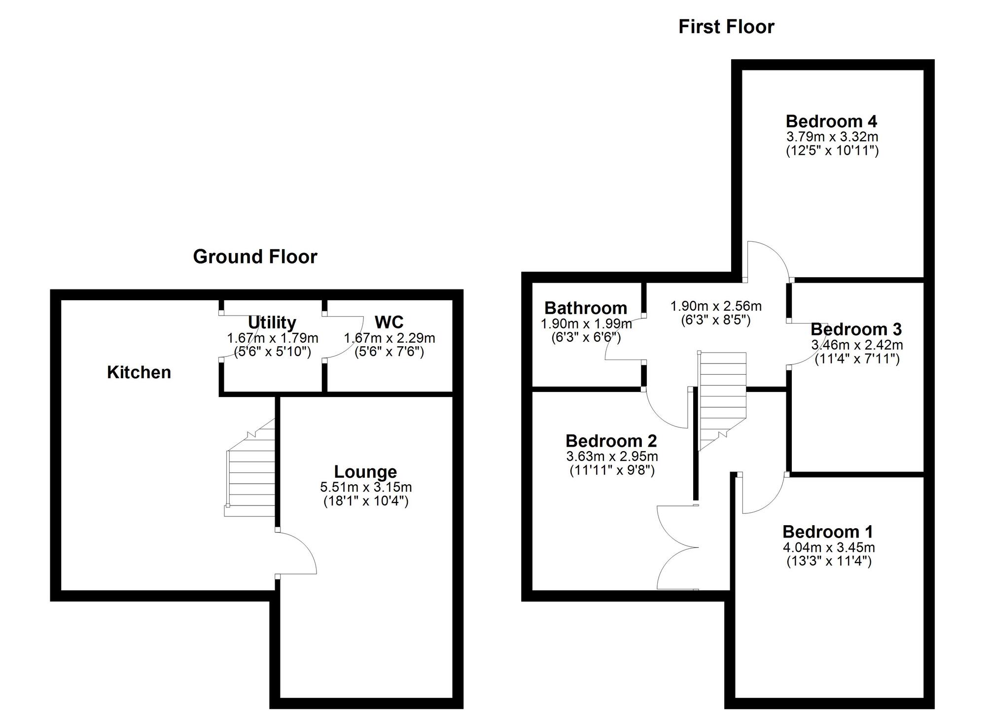 Floorplan of 4 bedroom Mid Terrace House for sale, Malvern Road, Washington, Tyne and Wear, NE38
