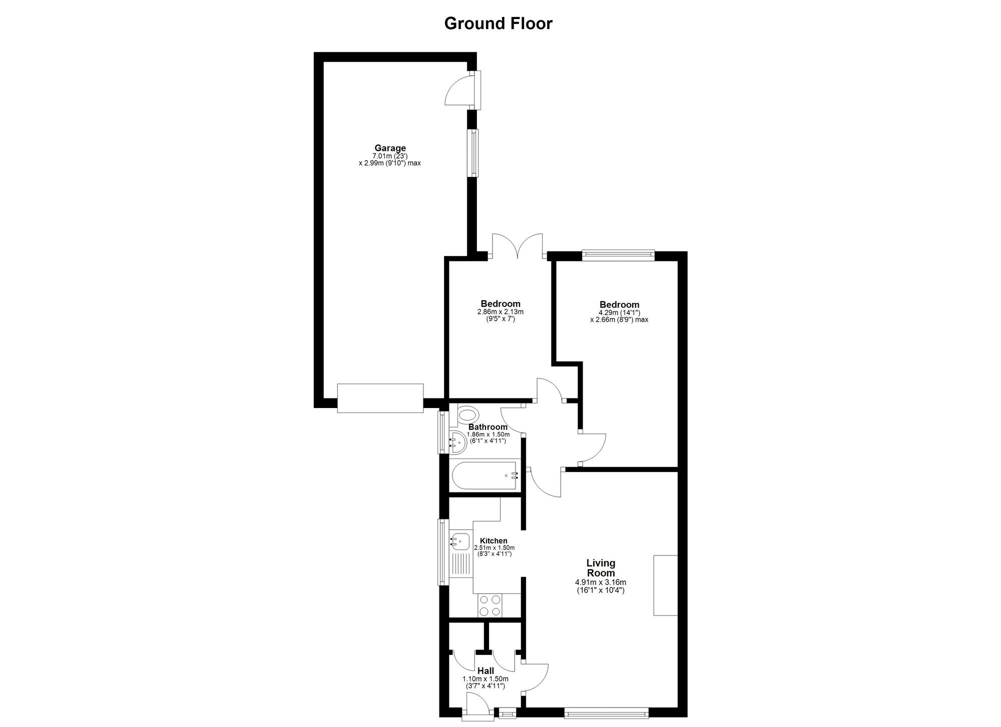 Floorplan of 2 bedroom Semi Detached Bungalow for sale, Berwick, Washington, Tyne and Wear, NE38
