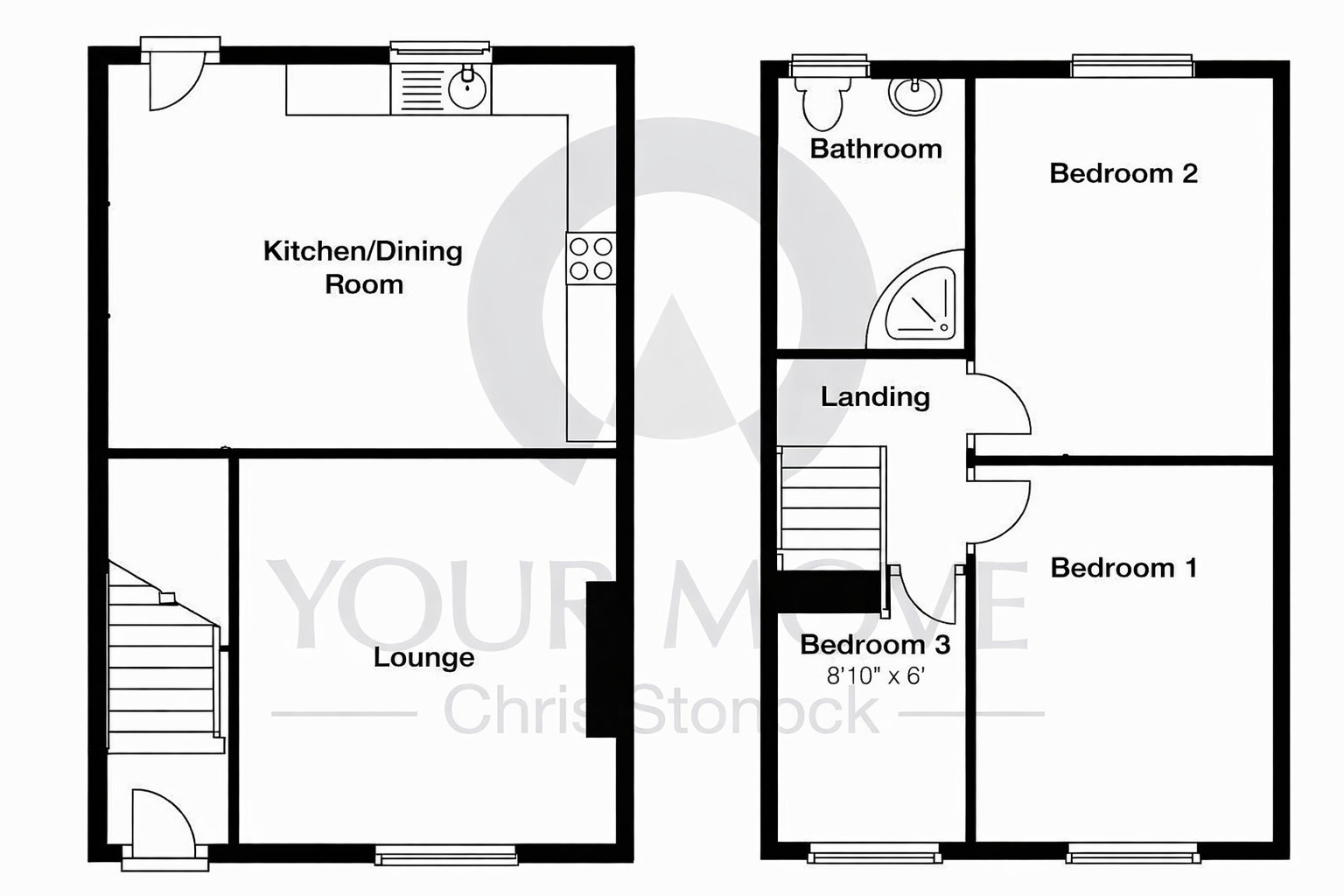 Floorplan of 3 bedroom Mid Terrace House for sale, Pensher View, Washington, Tyne and Wear, NE37
