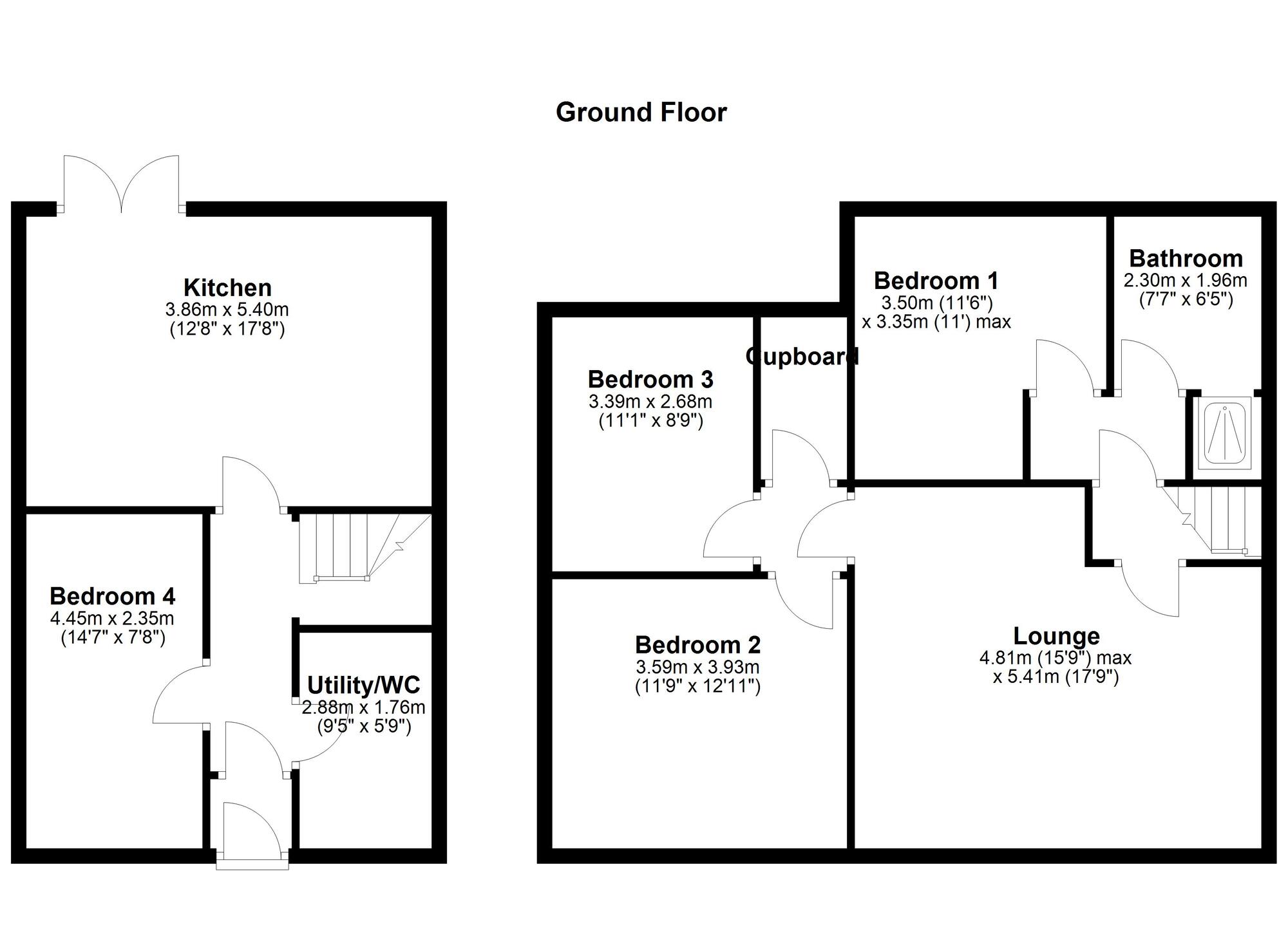 Floorplan of 4 bedroom End Terrace House for sale, Chiltern Close, Washington, Tyne and Wear, NE38