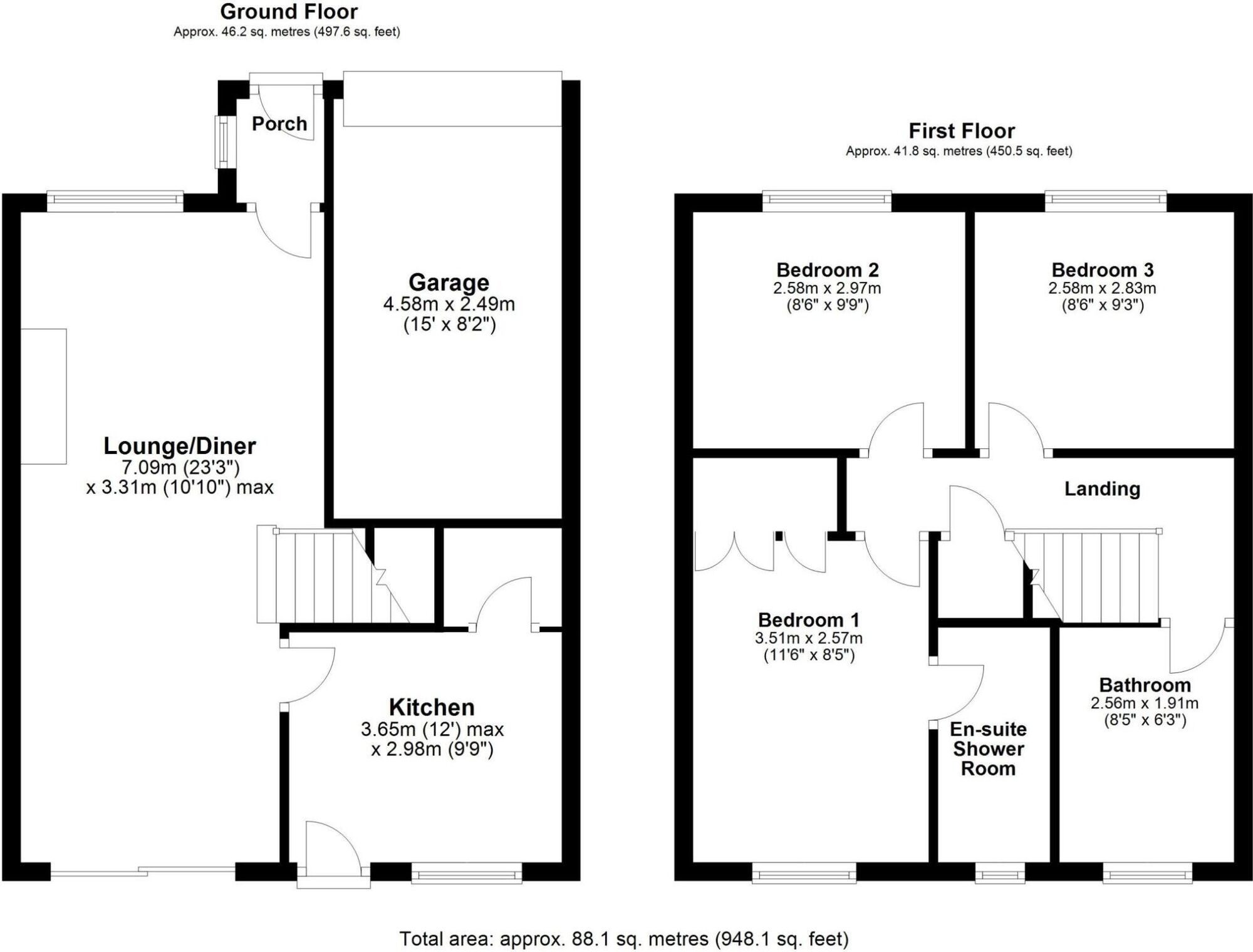 Floorplan of 3 bedroom Semi Detached House for sale, Marwell Drive, Washington, Tyne and Wear, NE37