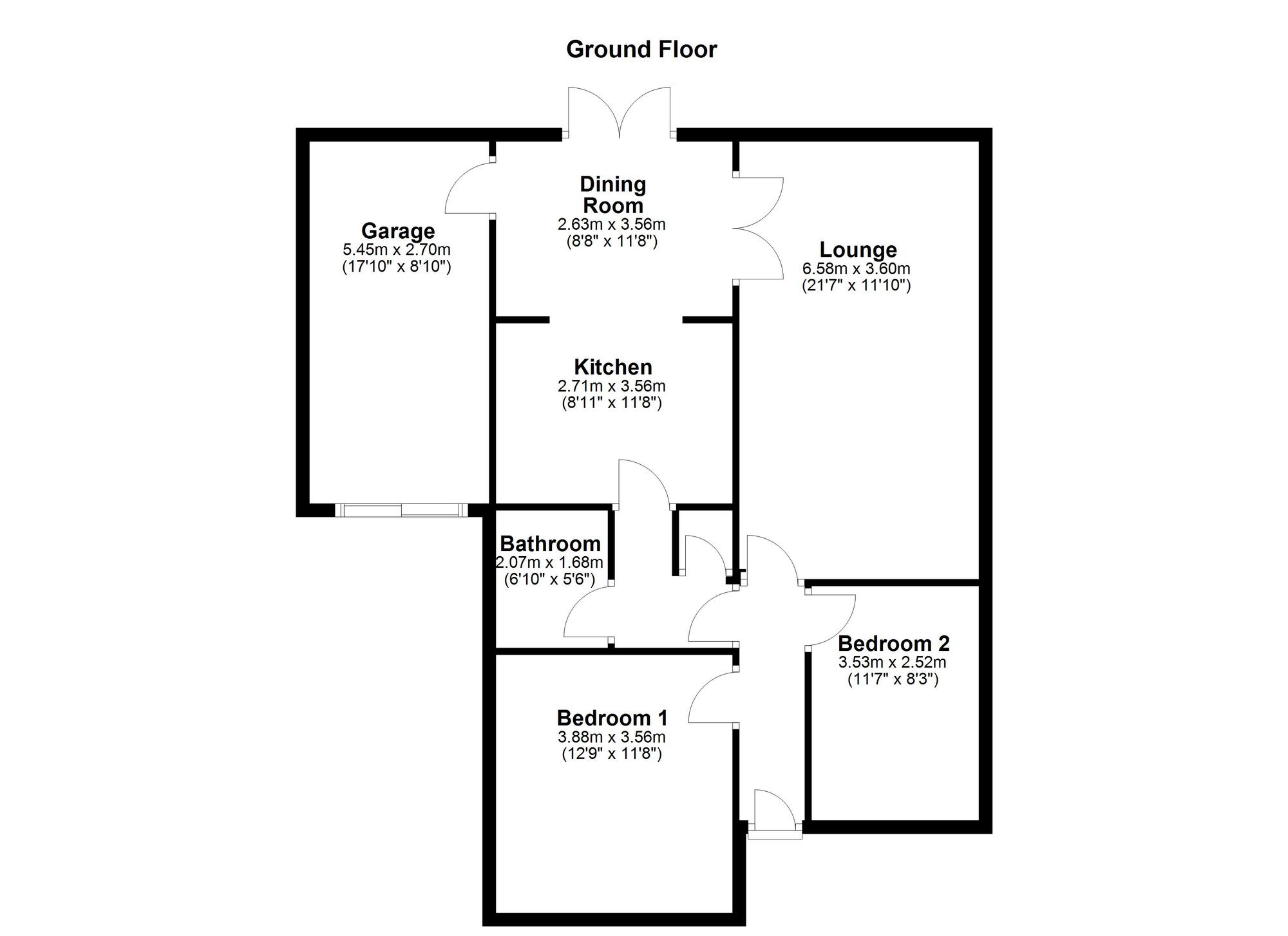 Floorplan of 2 bedroom Detached Bungalow for sale, Athelhampton, Washington, Tyne and Wear, NE38