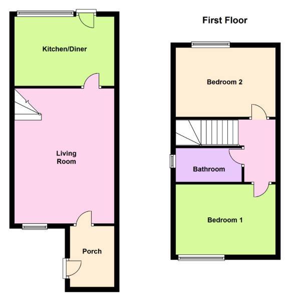 Floorplan of 2 bedroom Semi Detached House for sale, Porthcawl Drive, Washington, Tyne and Wear, NE37