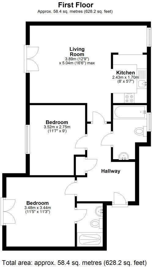 Floorplan of 2 bedroom Flat for sale, Kingswood, Penshaw, Tyne and Wear, DH4