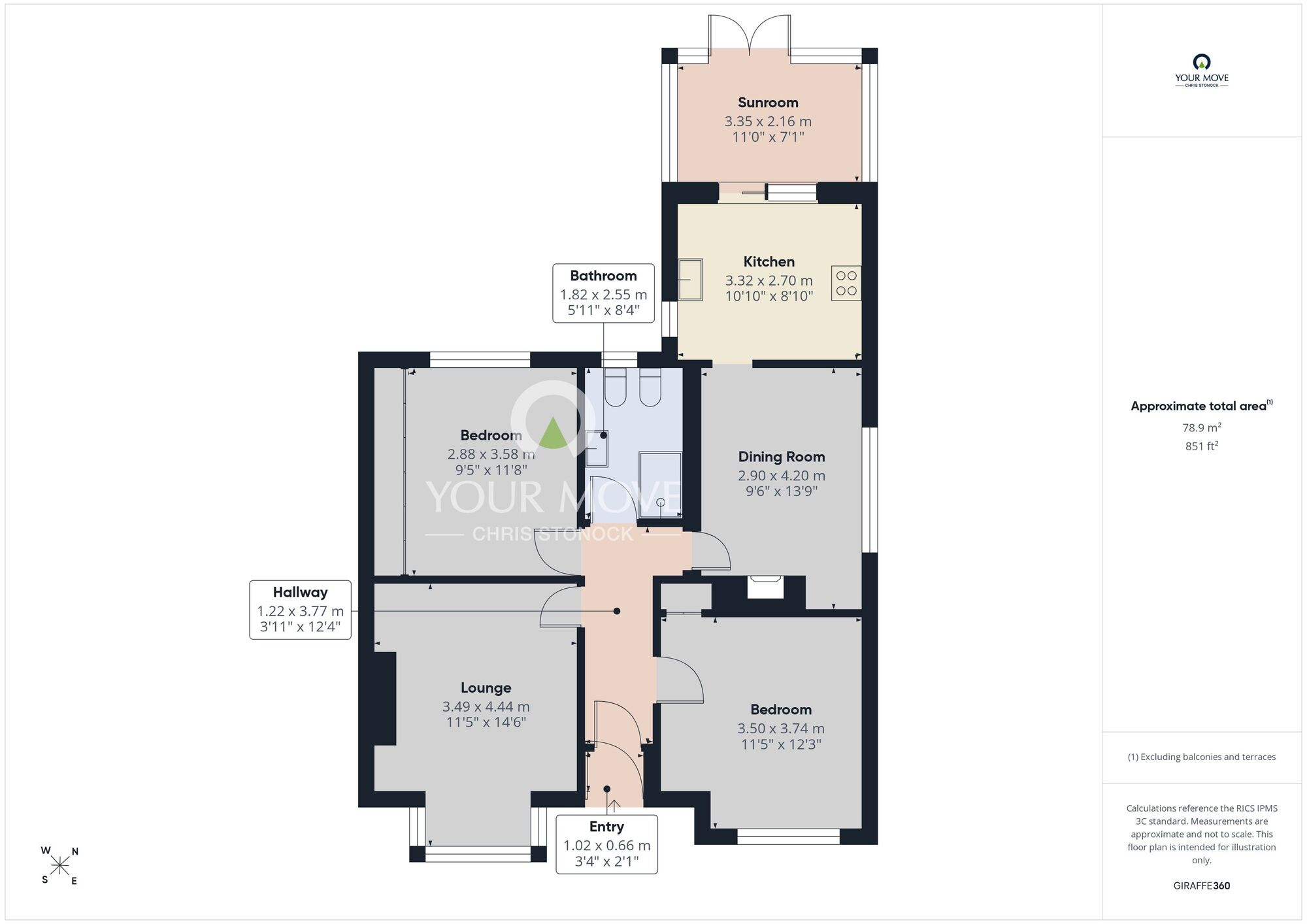 Floorplan of 2 bedroom Semi Detached Bungalow for sale, Boundary Houses, Houghton Le Spring, Tyne and Wear, DH4