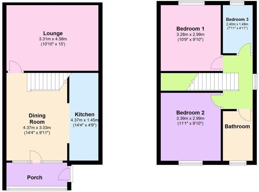 Floorplan of 3 bedroom Semi Detached House for sale, Helmdon, Sullgrave, Washington, NE37