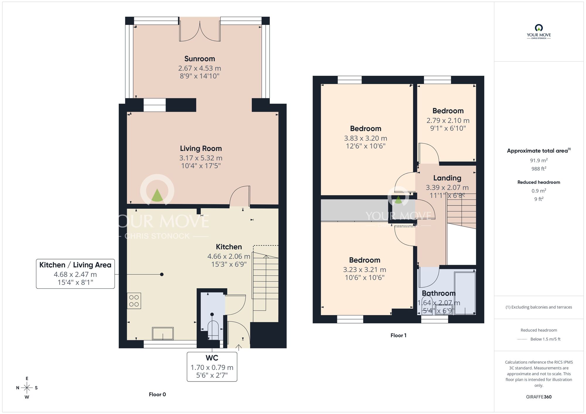 Floorplan of 3 bedroom Mid Terrace House for sale, Saddleback, Albany, Washington, NE37