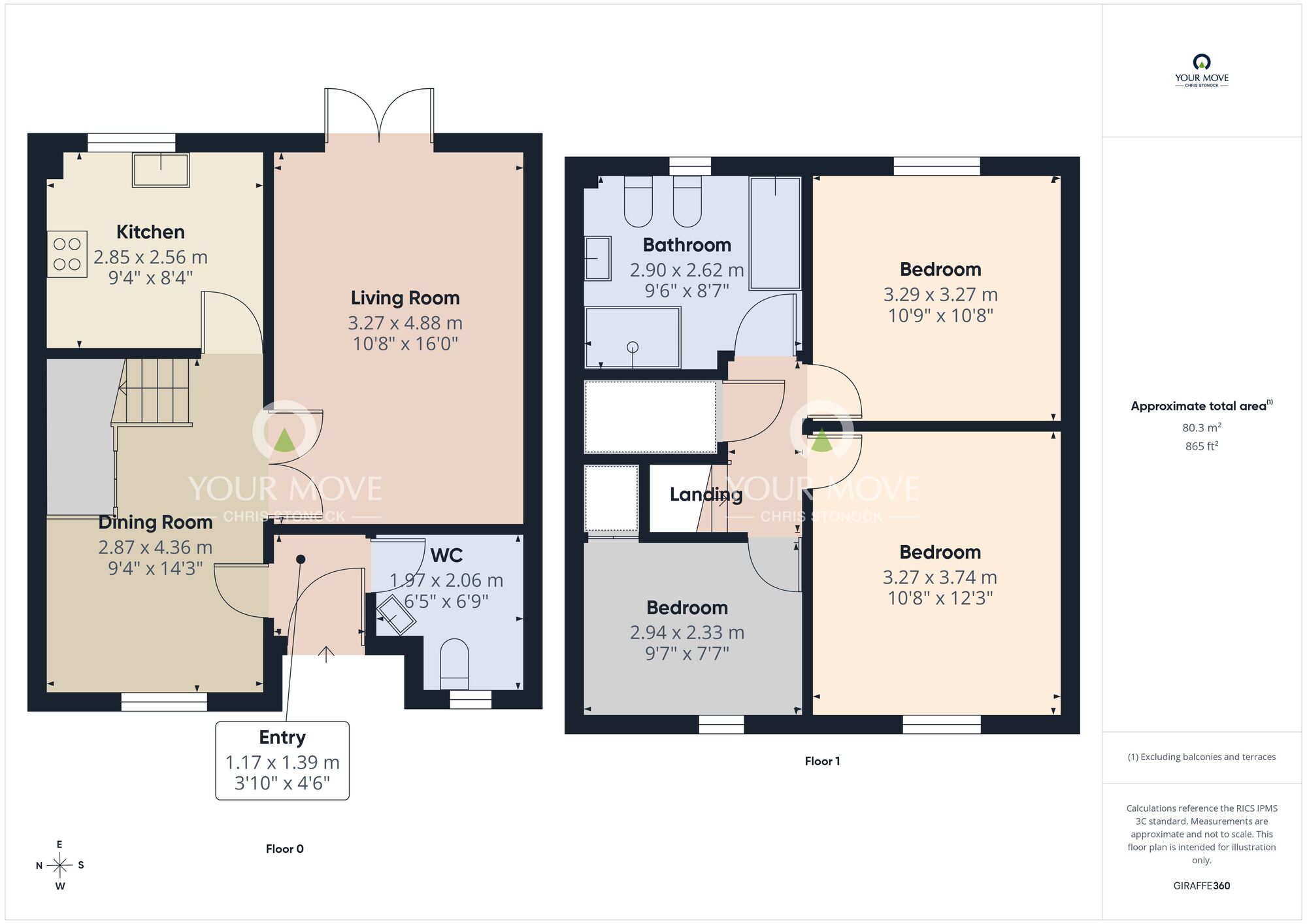 Floorplan of 3 bedroom Mid Terrace House for sale, Campsie Close, Lambton, Washington, NE38