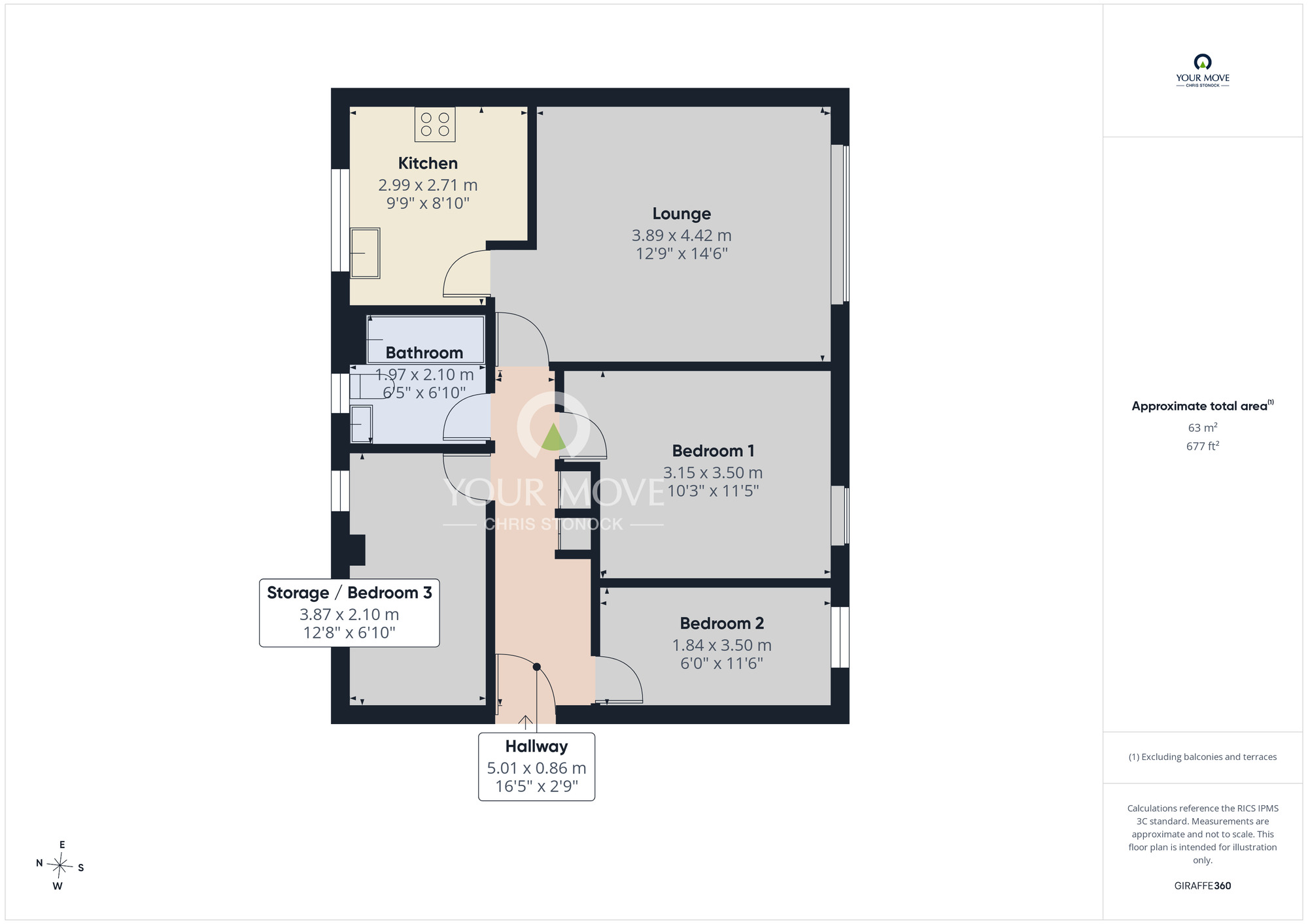 Floorplan of 2 bedroom Flat to rent, Lumley Close, Washington, Tyne and Wear, NE38