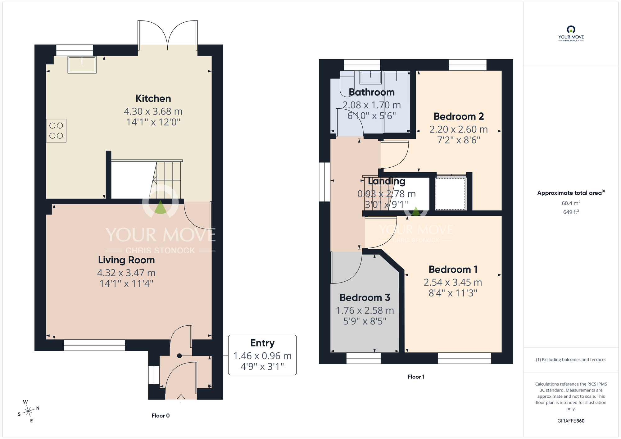 Floorplan of 3 bedroom Semi Detached House for sale, Helvellyn Avenue, Lambton, Tyne and Wear, NE38