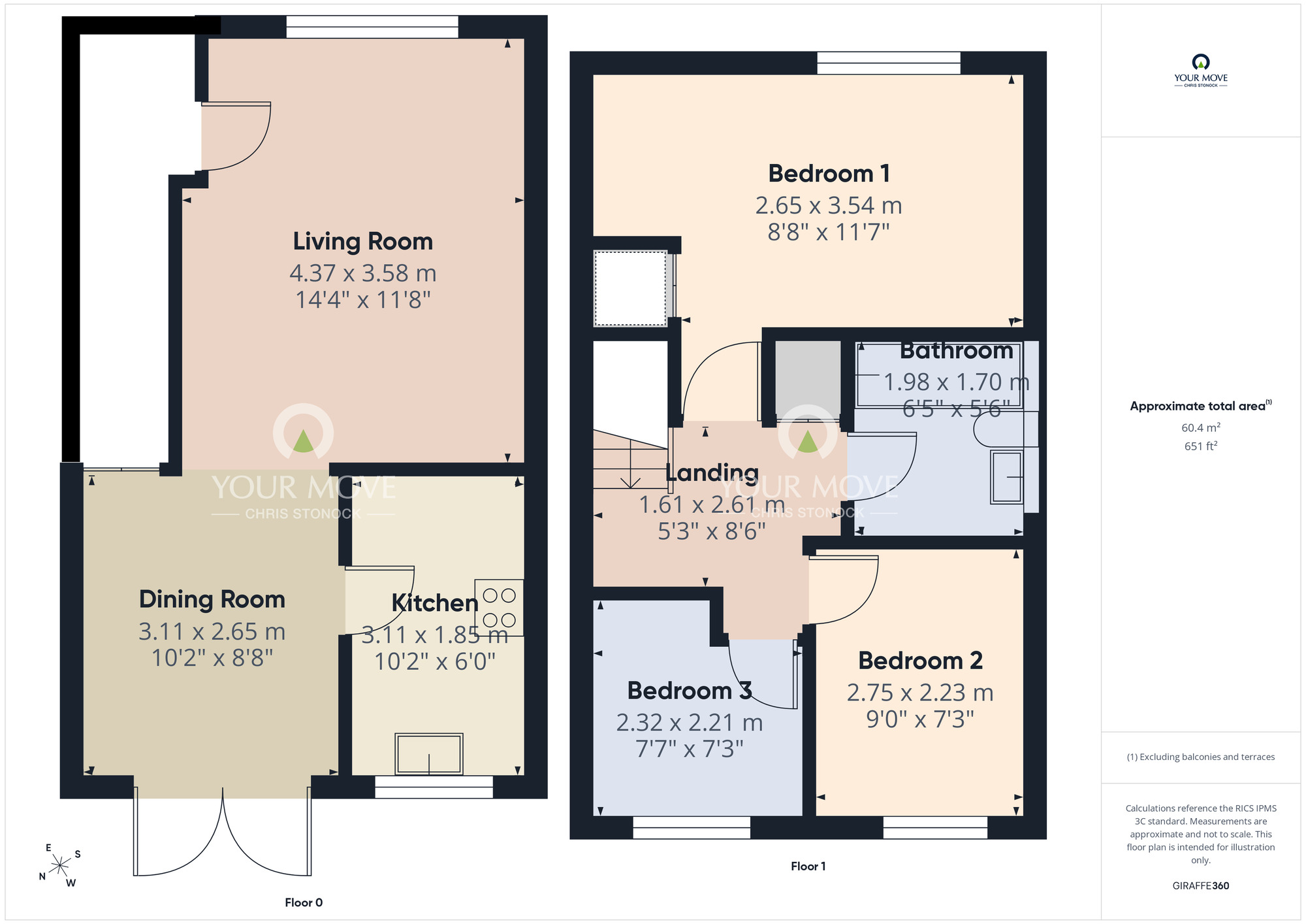Floorplan of 3 bedroom Mid Terrace House for sale, Toynbee, Teal Farm, Washington, NE38