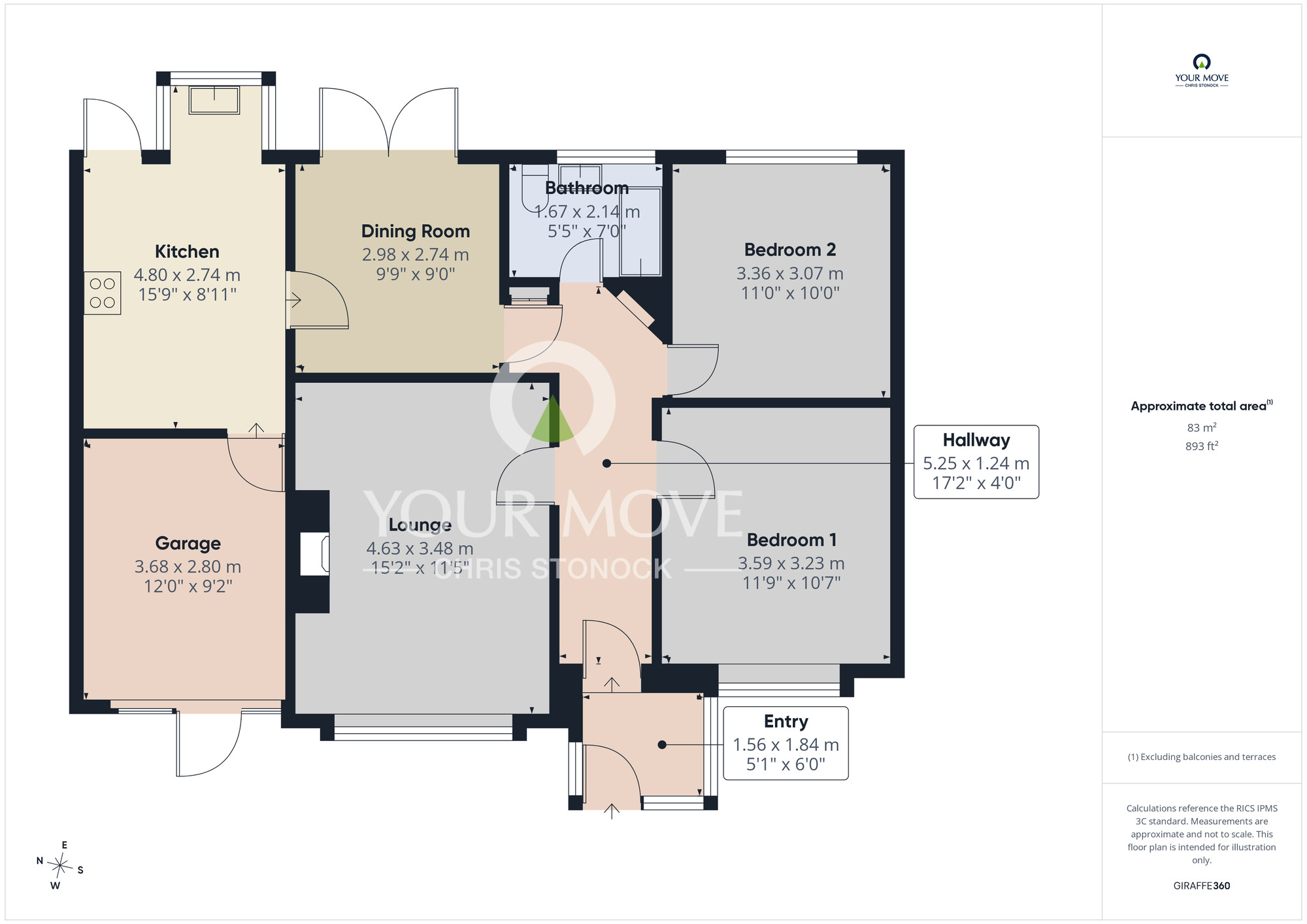 Floorplan of 2 bedroom Semi Detached Bungalow for sale, Westmorland Avenue, Washington, Tyne and Wear, NE37
